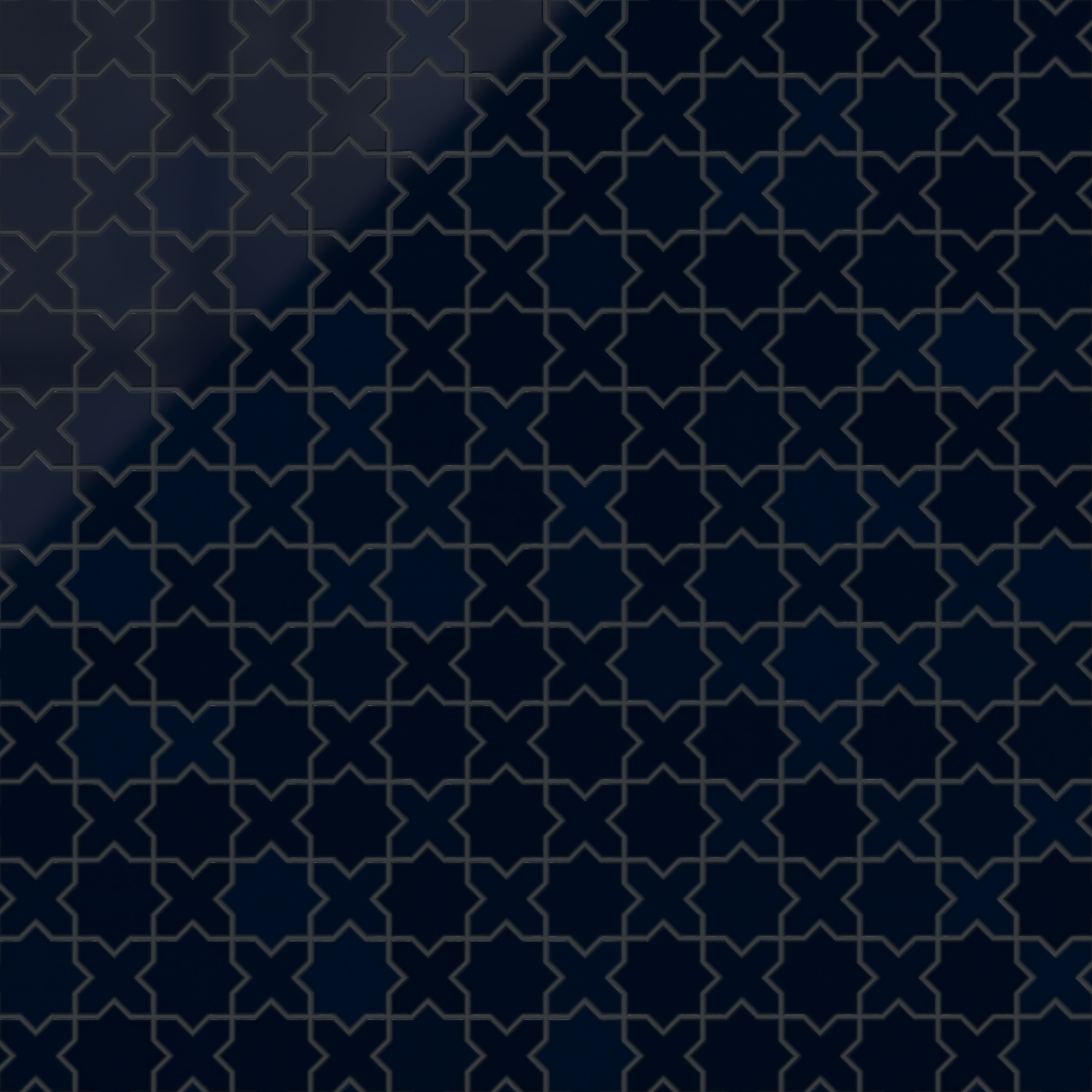 Mini Star & Cross Original Ceramic Tile in Navy Blue Gloss