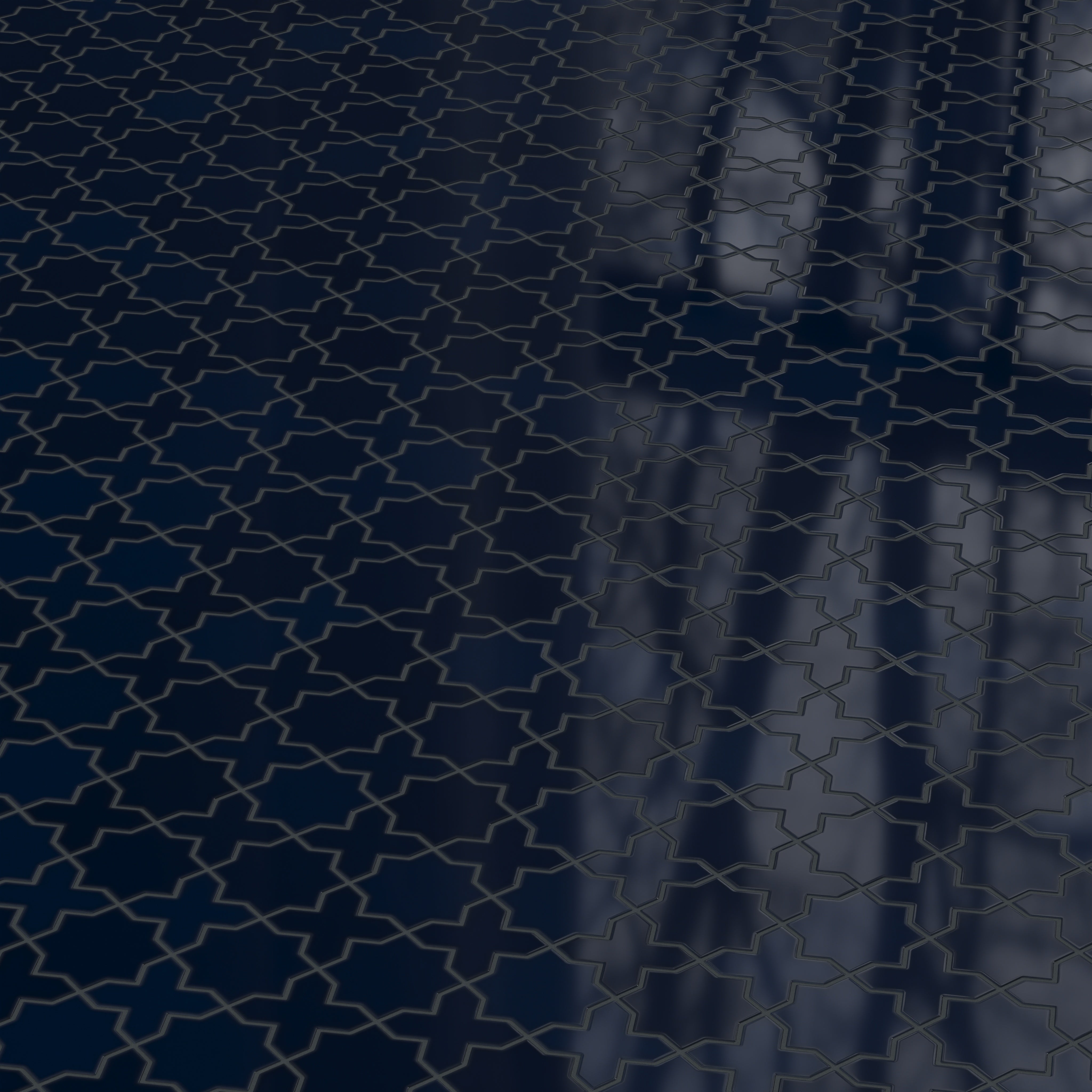 Mini Star & Cross Original Ceramic Tile in Navy Blue Gloss