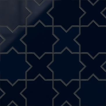 Star & Cross Original Ceramic Tile in Navy Blue Gloss