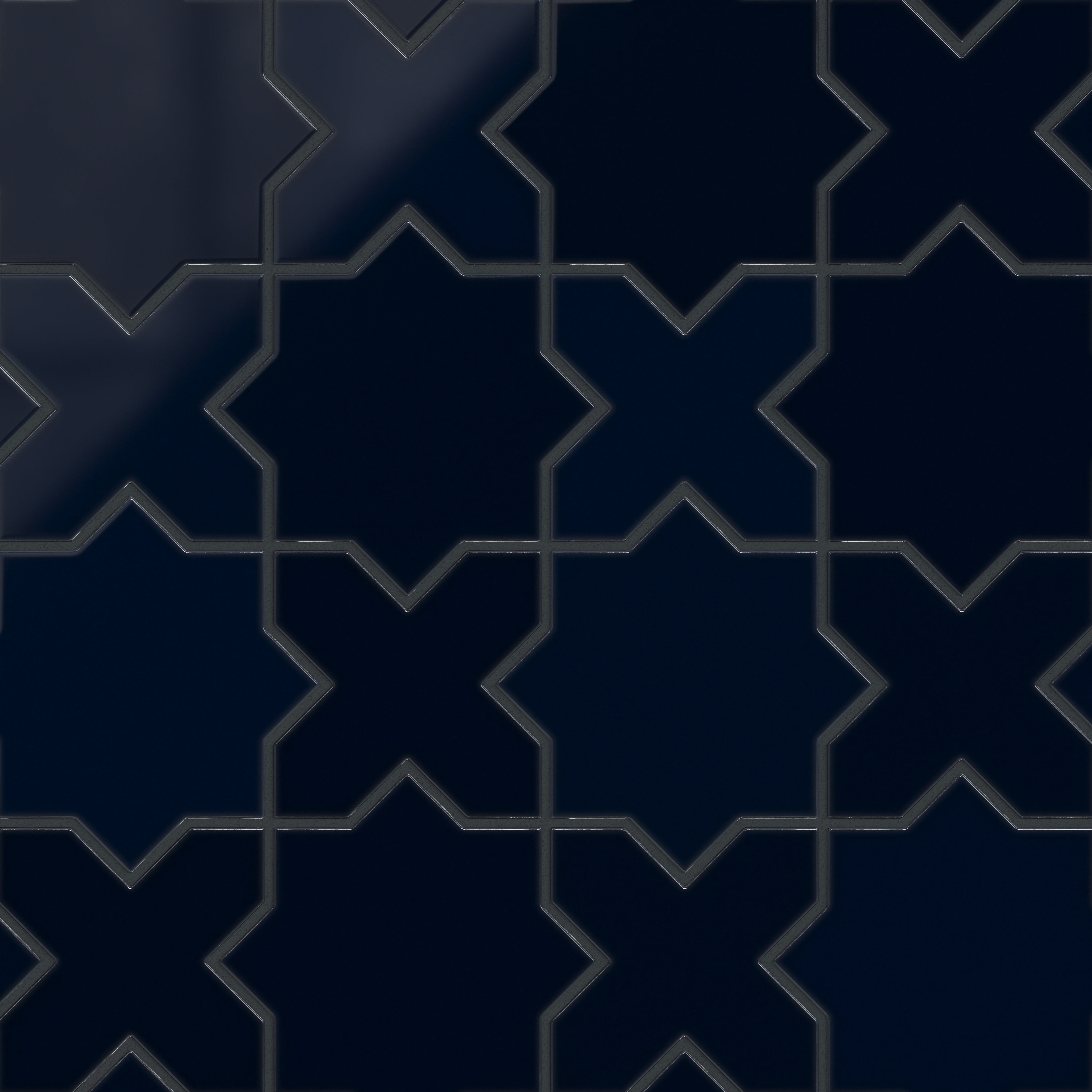 Star & Cross Original Ceramic Tile in Navy Blue Gloss