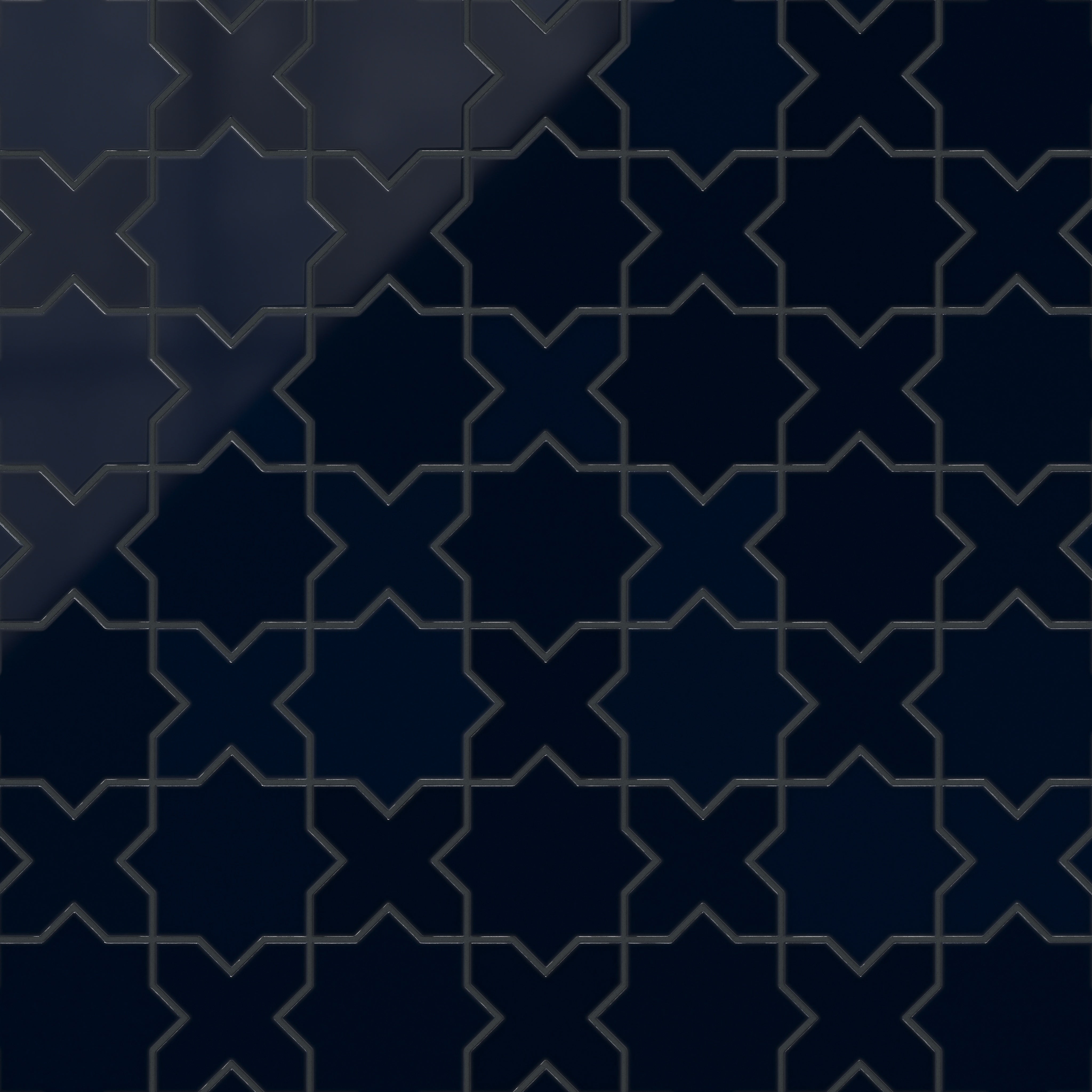 Star & Cross Original Ceramic Tile in Navy Blue Gloss