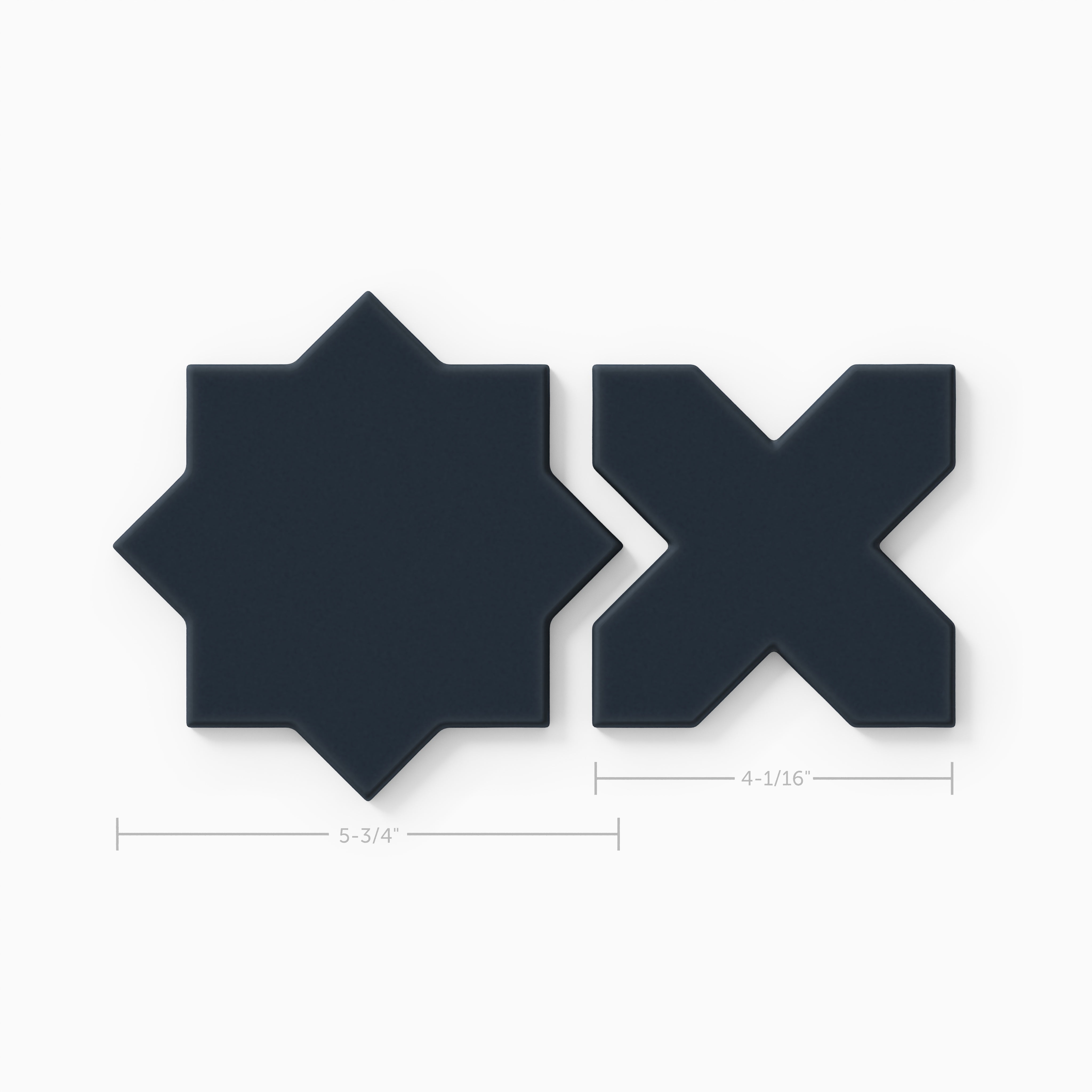 Mini Star & Cross Original Ceramic Tile in Navy Blue Matte