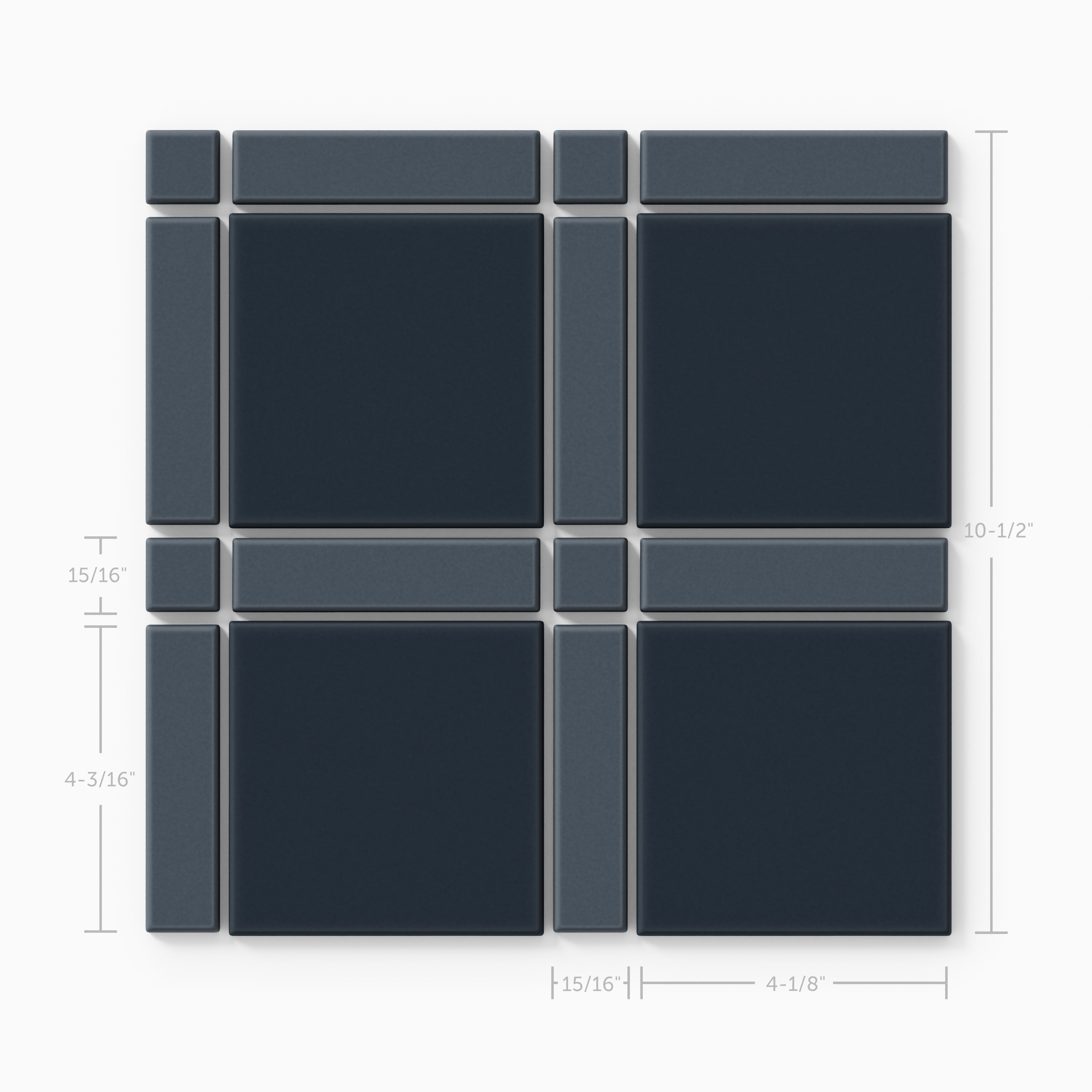 Lattice Sheeted Original Ceramic Tile in Slate Blue Matte & Navy Blue Matte