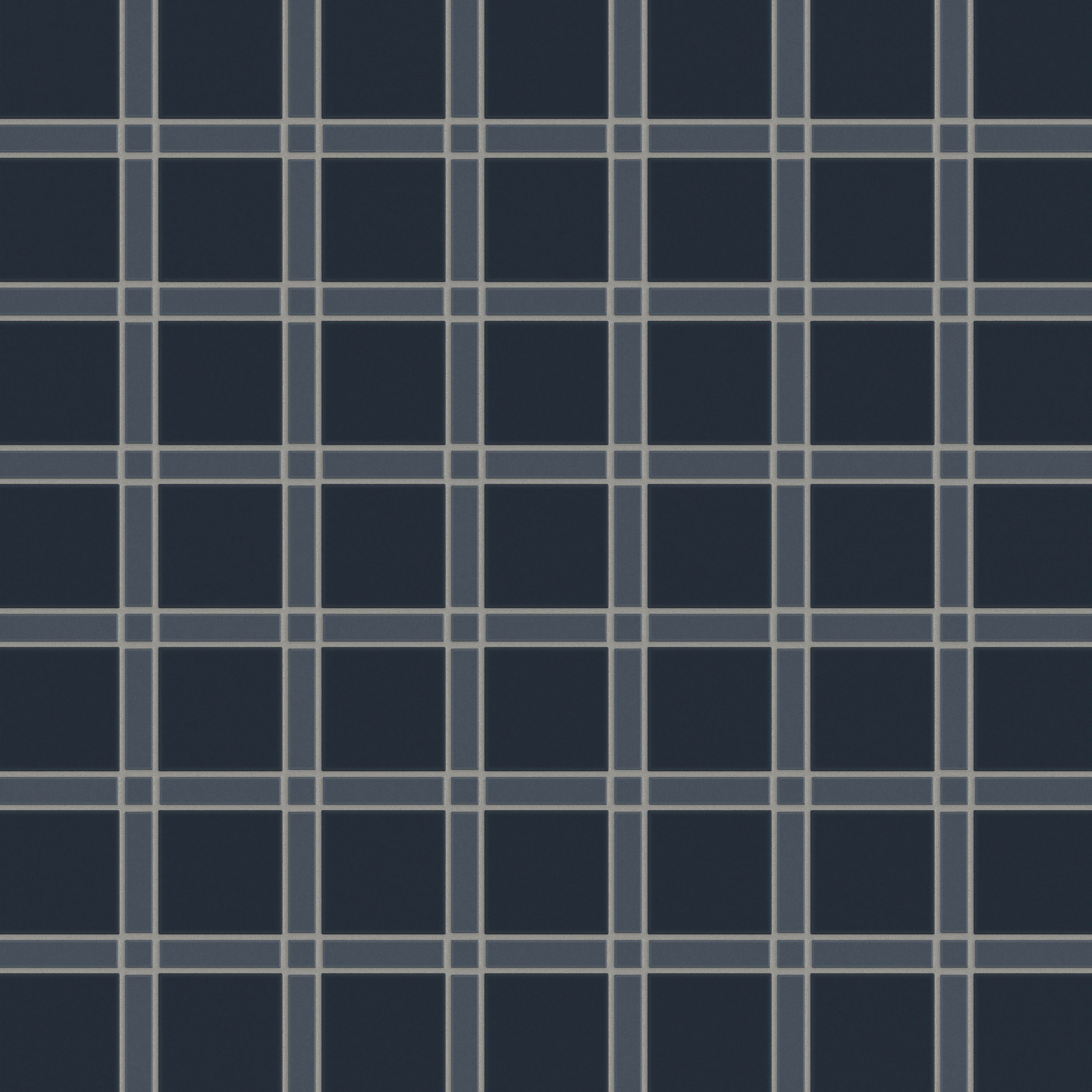 Lattice Sheeted Original Ceramic Tile in Slate Blue Matte & Navy Blue Matte