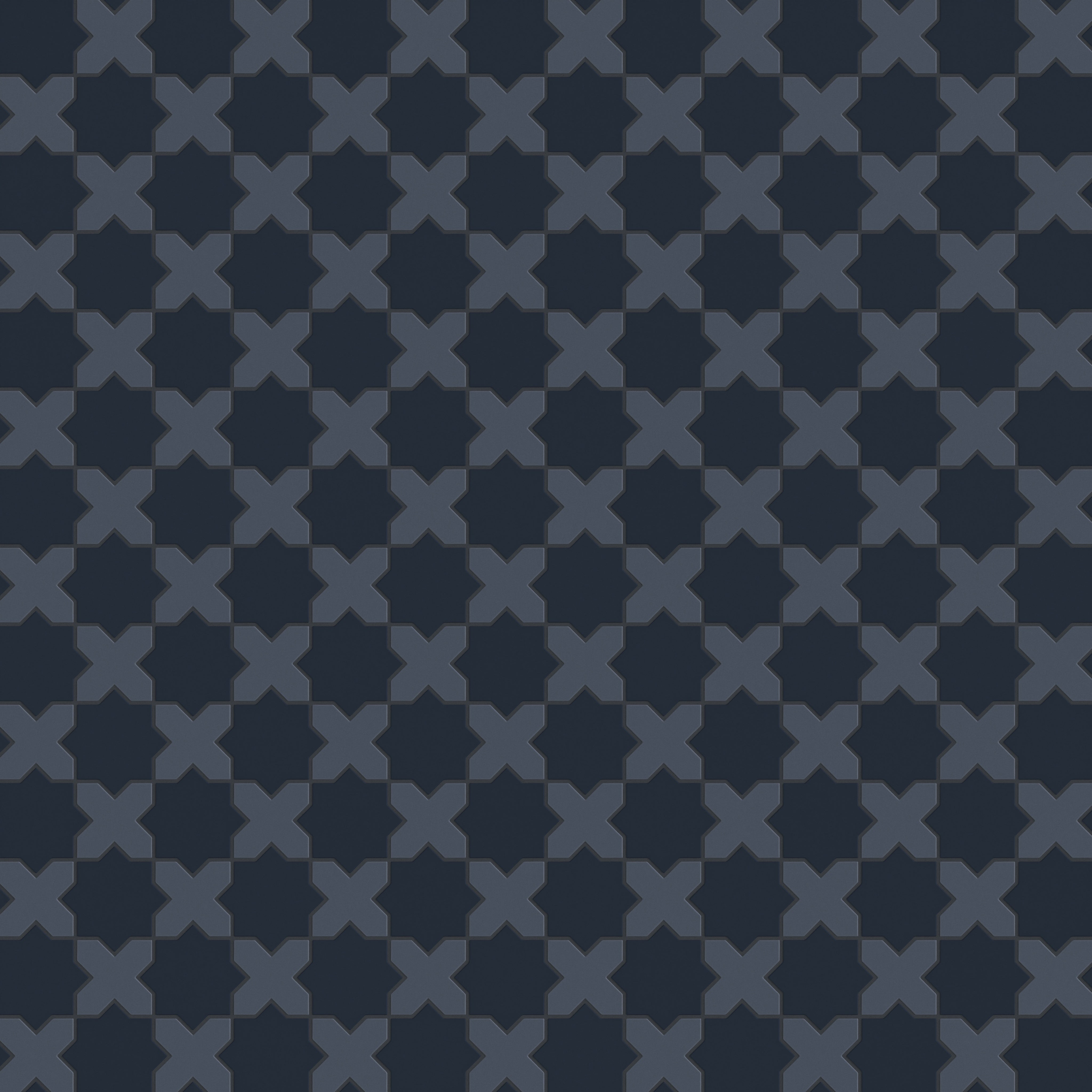 Mini Star & Cross Original Ceramic Tile in Navy Blue Matte & Slate Blue Matte