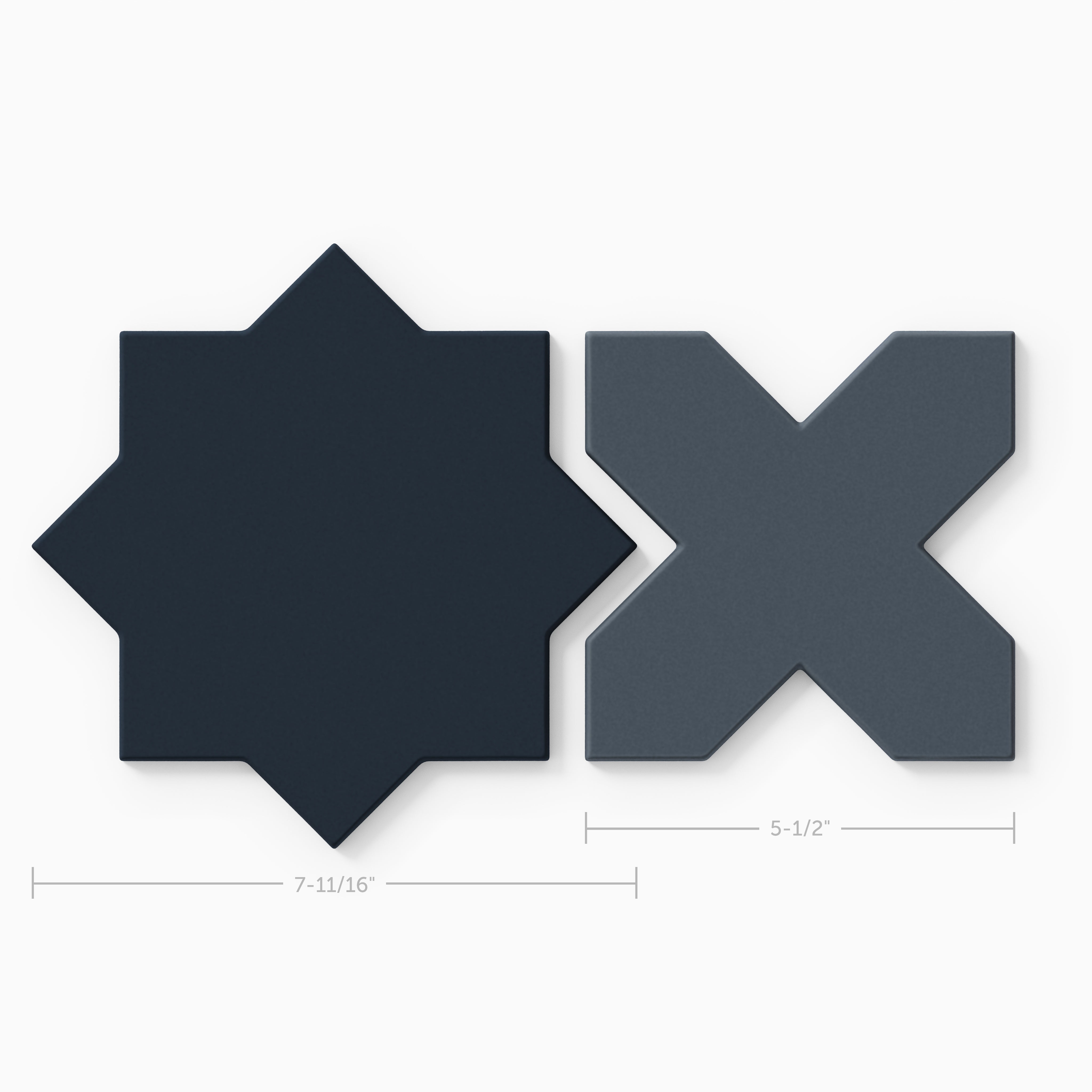 Star & Cross Original Ceramic Tile in Navy Blue Matte & Slate Blue Matte