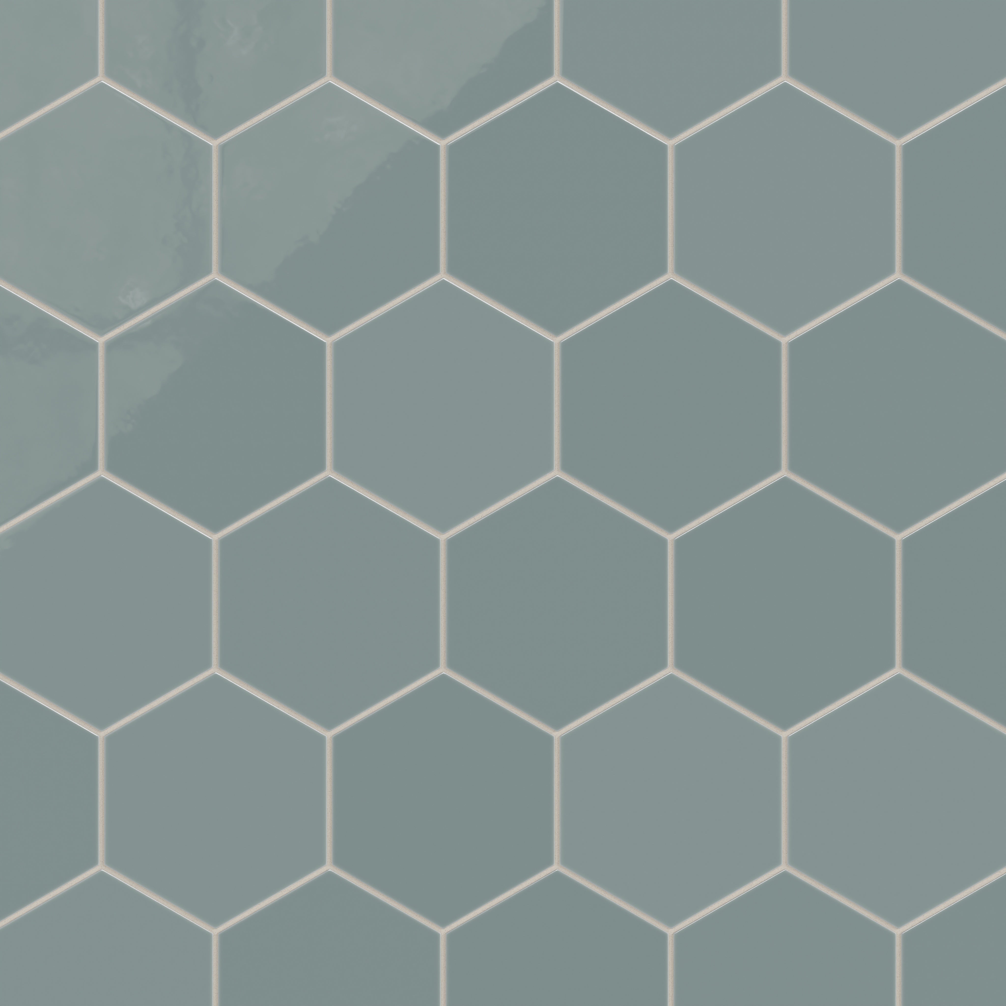 8" Hexagon Natural Press Ceramic Tile in North Fork Gloss