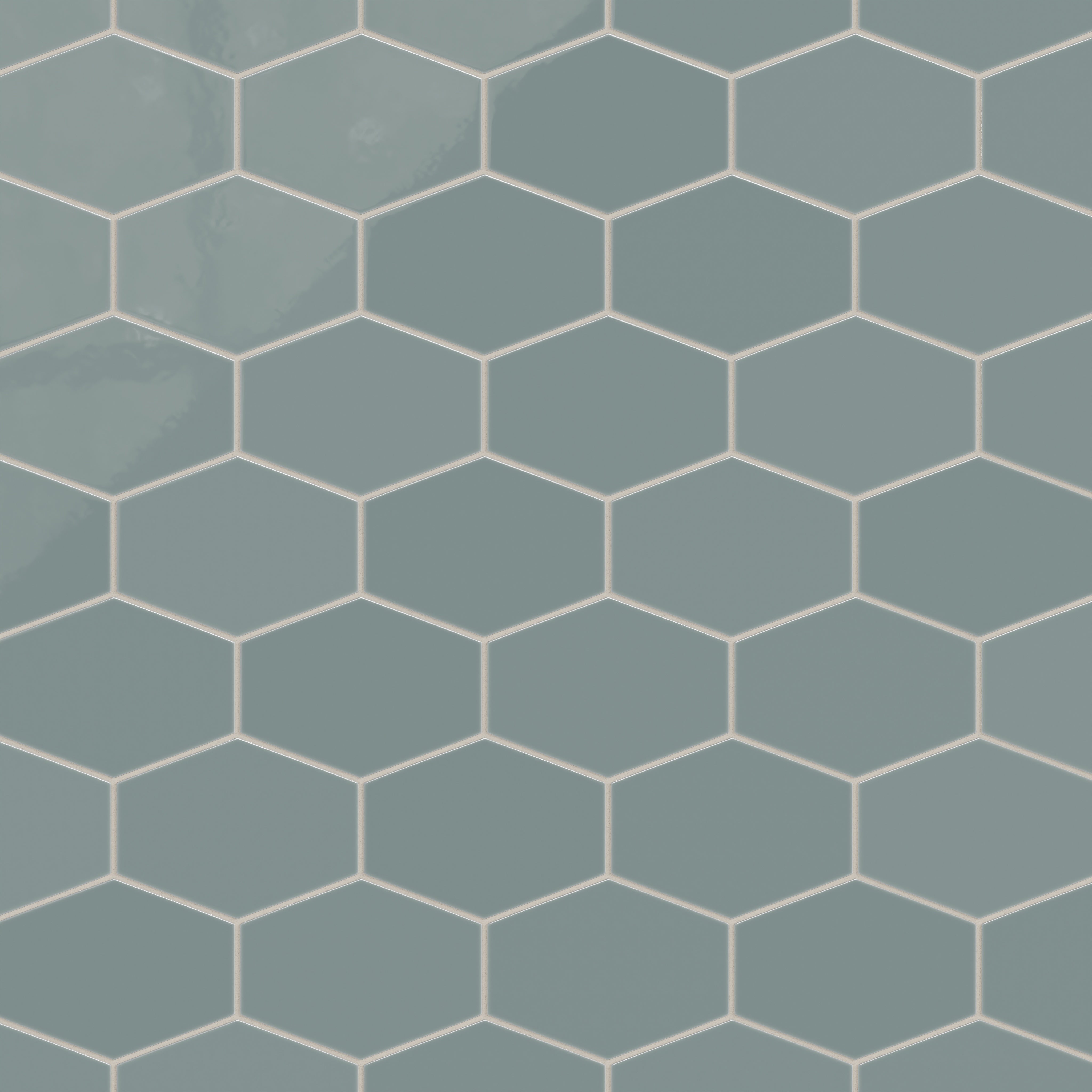 Elongated Hexagon Natural Press Ceramic Tile in North Fork Gloss