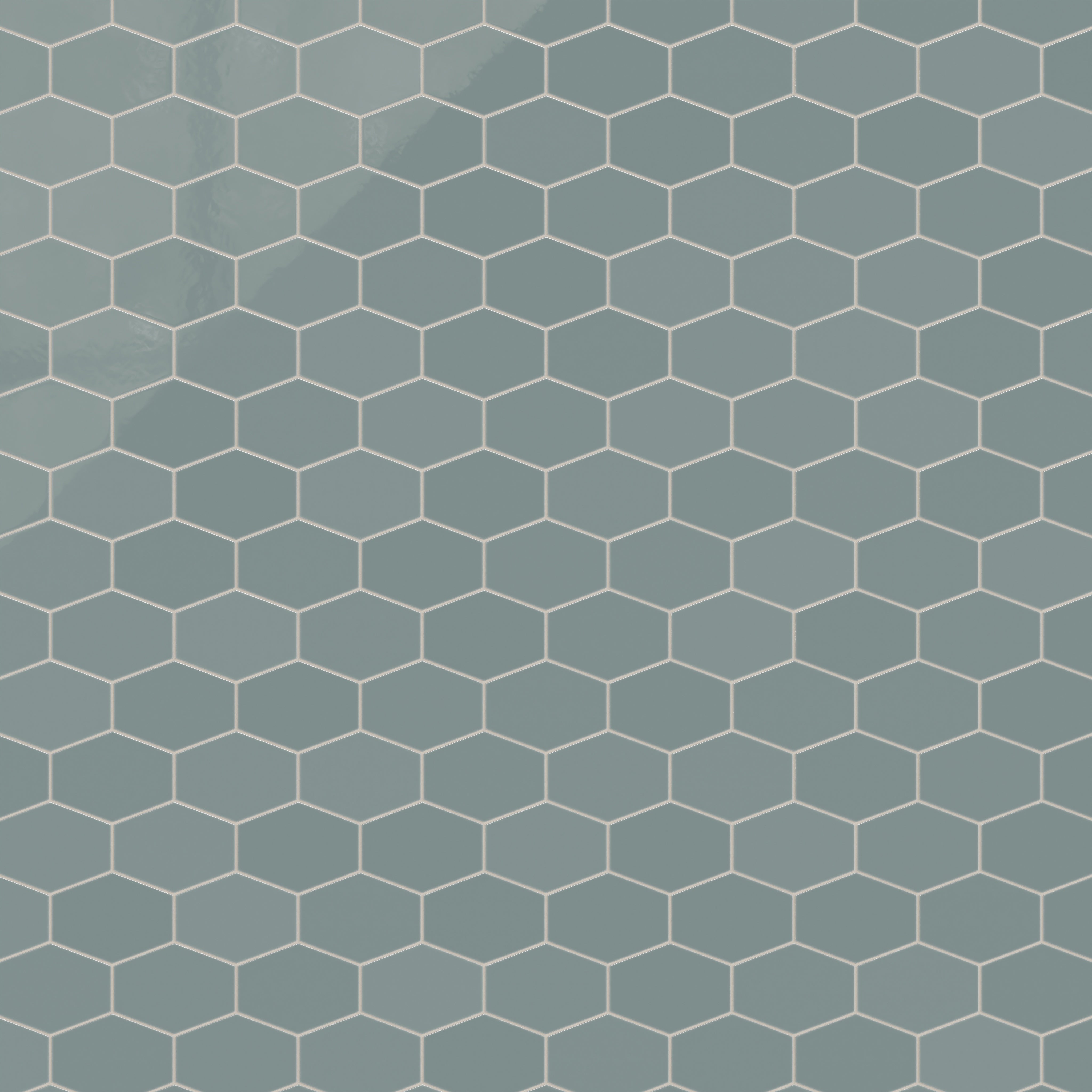 Elongated Hexagon Natural Press Ceramic Tile in North Fork Gloss