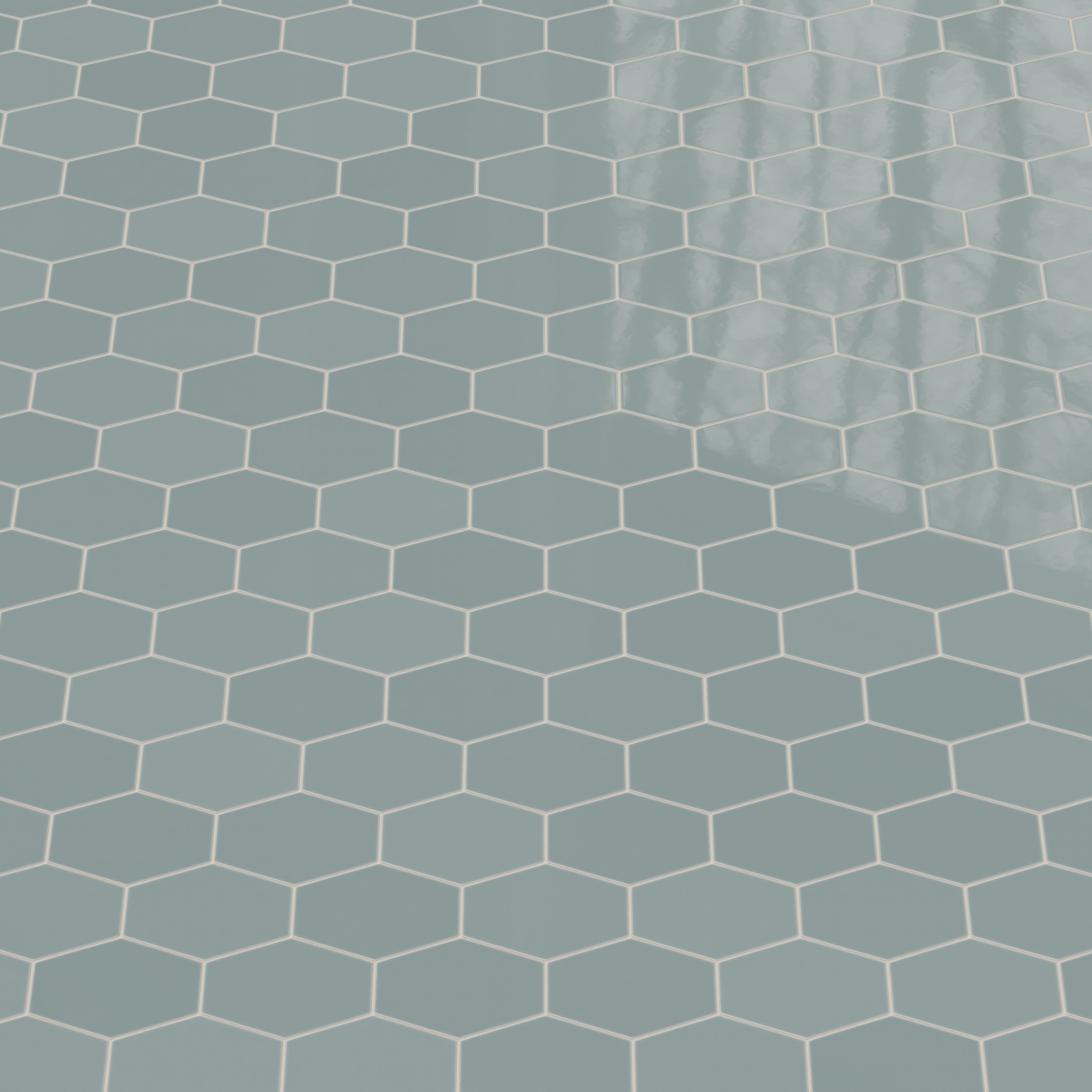Elongated Hexagon Natural Press Ceramic Tile in North Fork Gloss