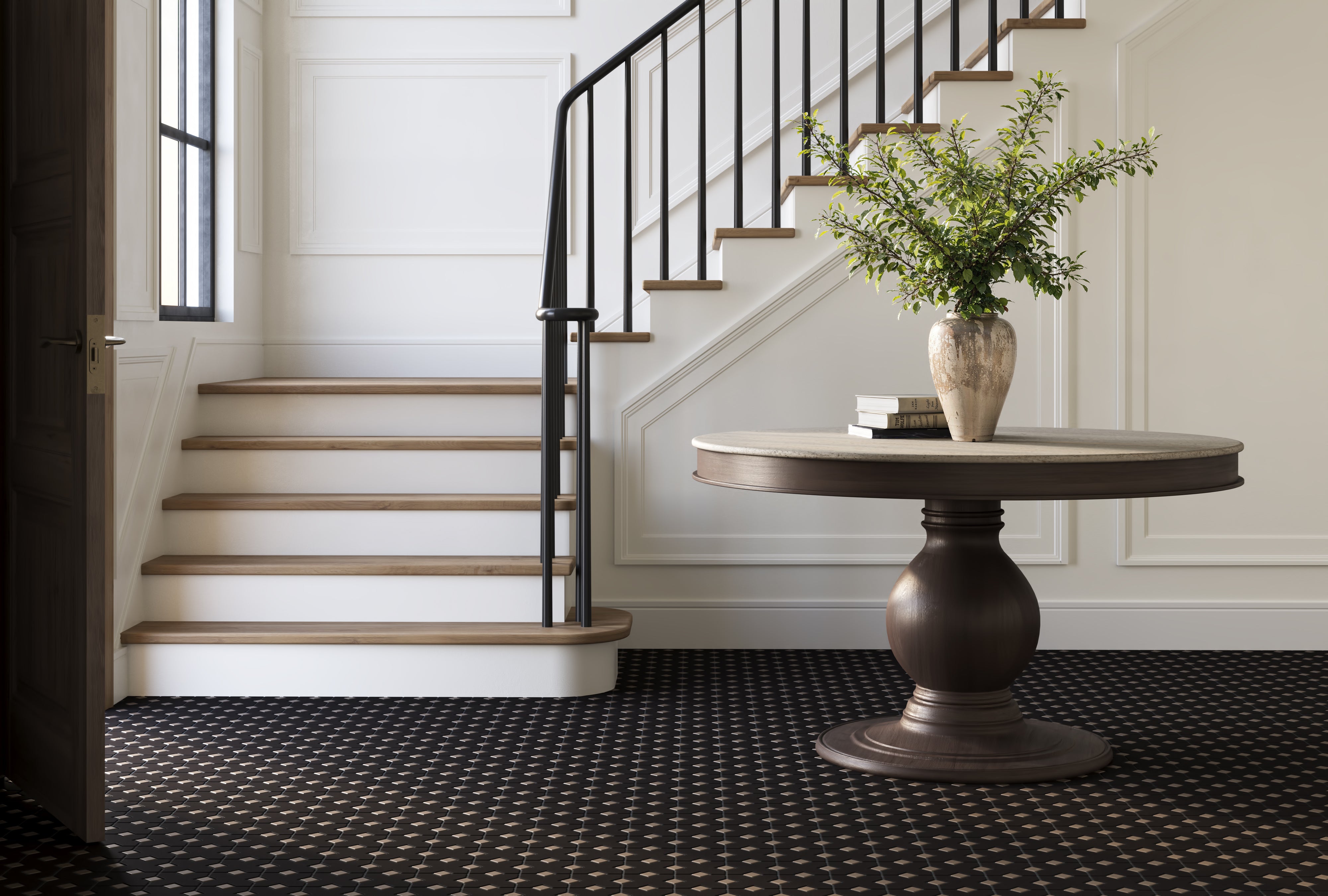 Hacienda Sheeted Original Ceramic Tile in Raven Matte & Cardamom Matte