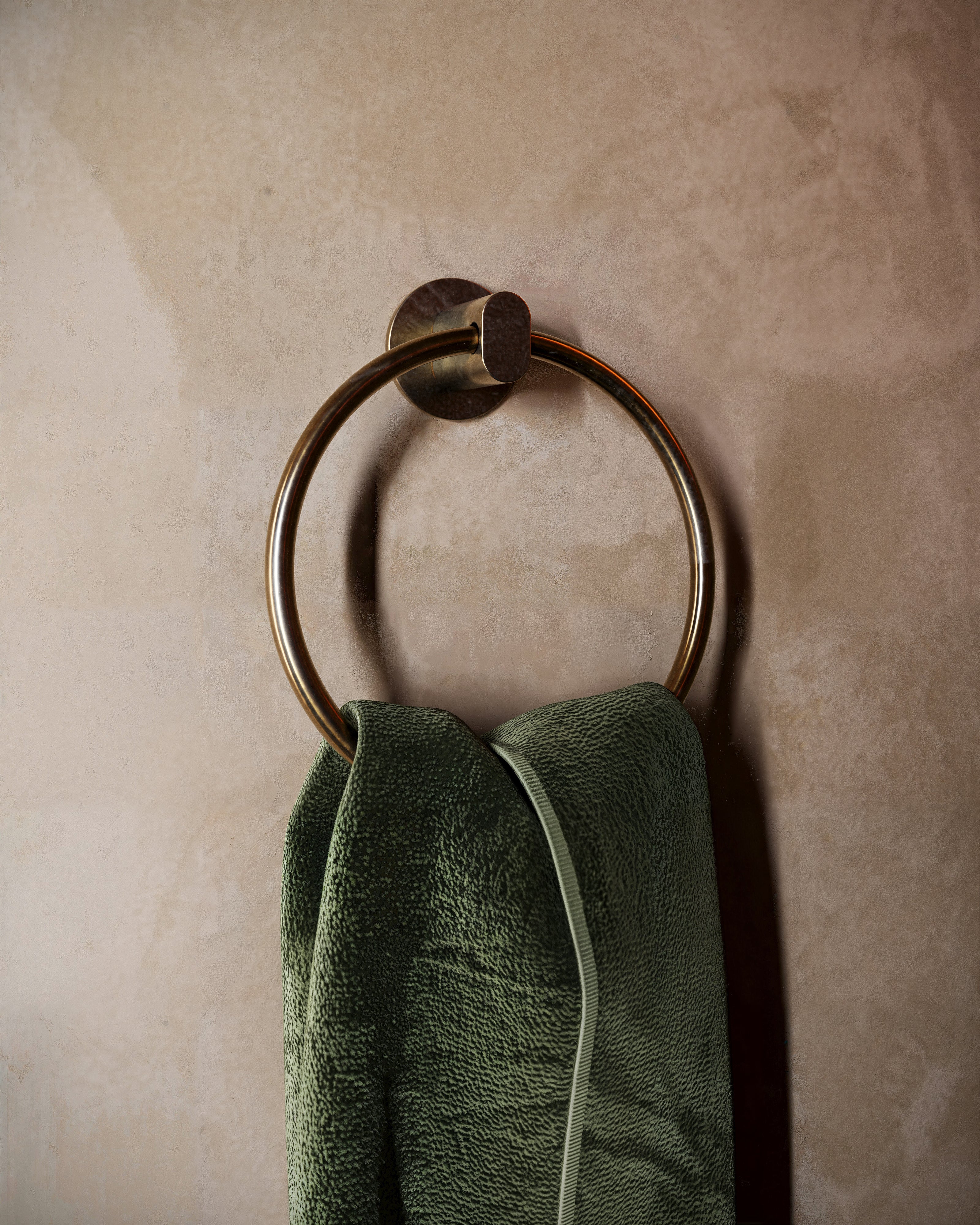 Foundry Towel Ring in Uncoated Polished Brass