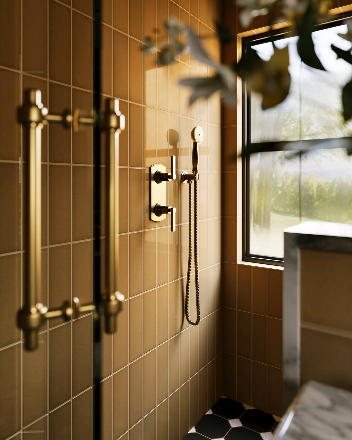 Emerson Wall Elbow with Hook Kit - Less Hand Shower in Uncoated Polished Brass