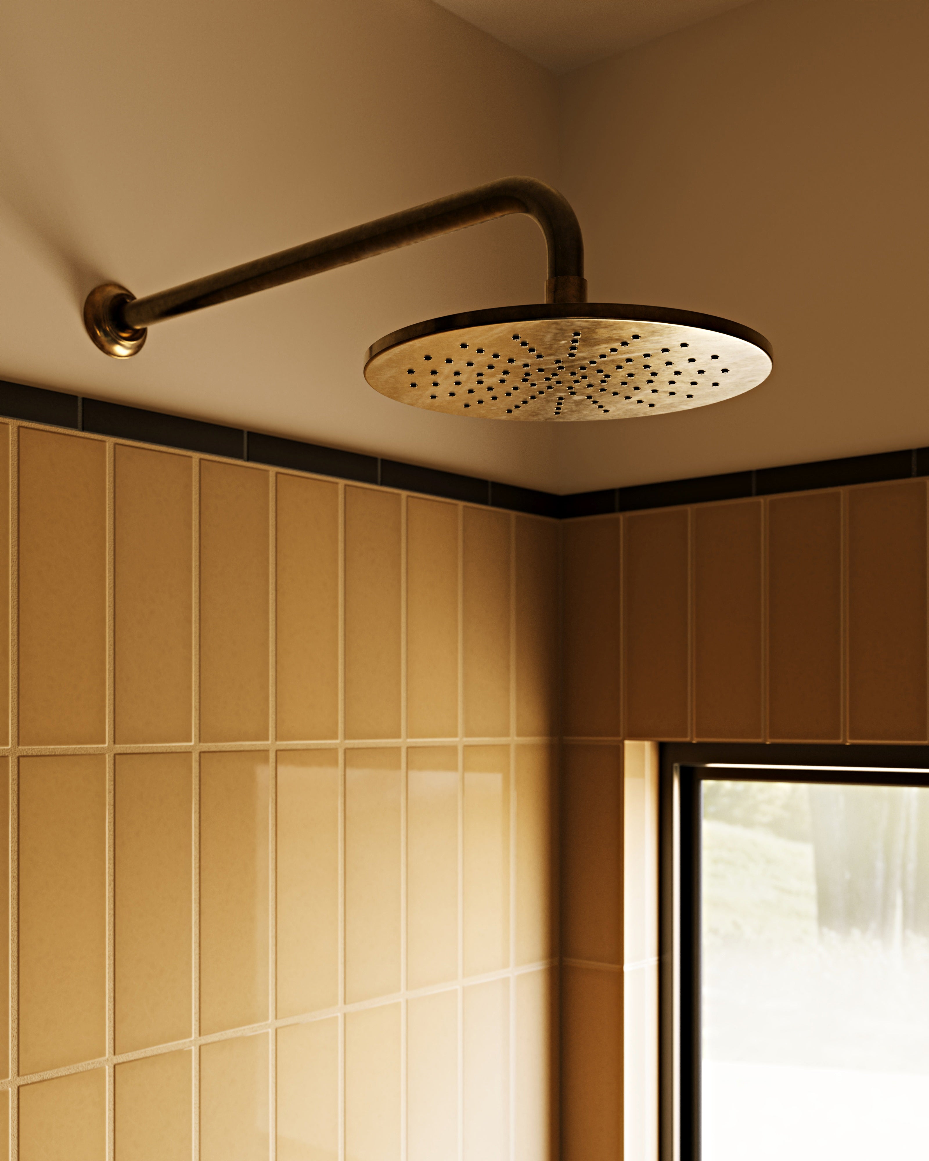 Emerson 90-Degree 16" Shower Arm with Flange in Uncoated Polished Brass