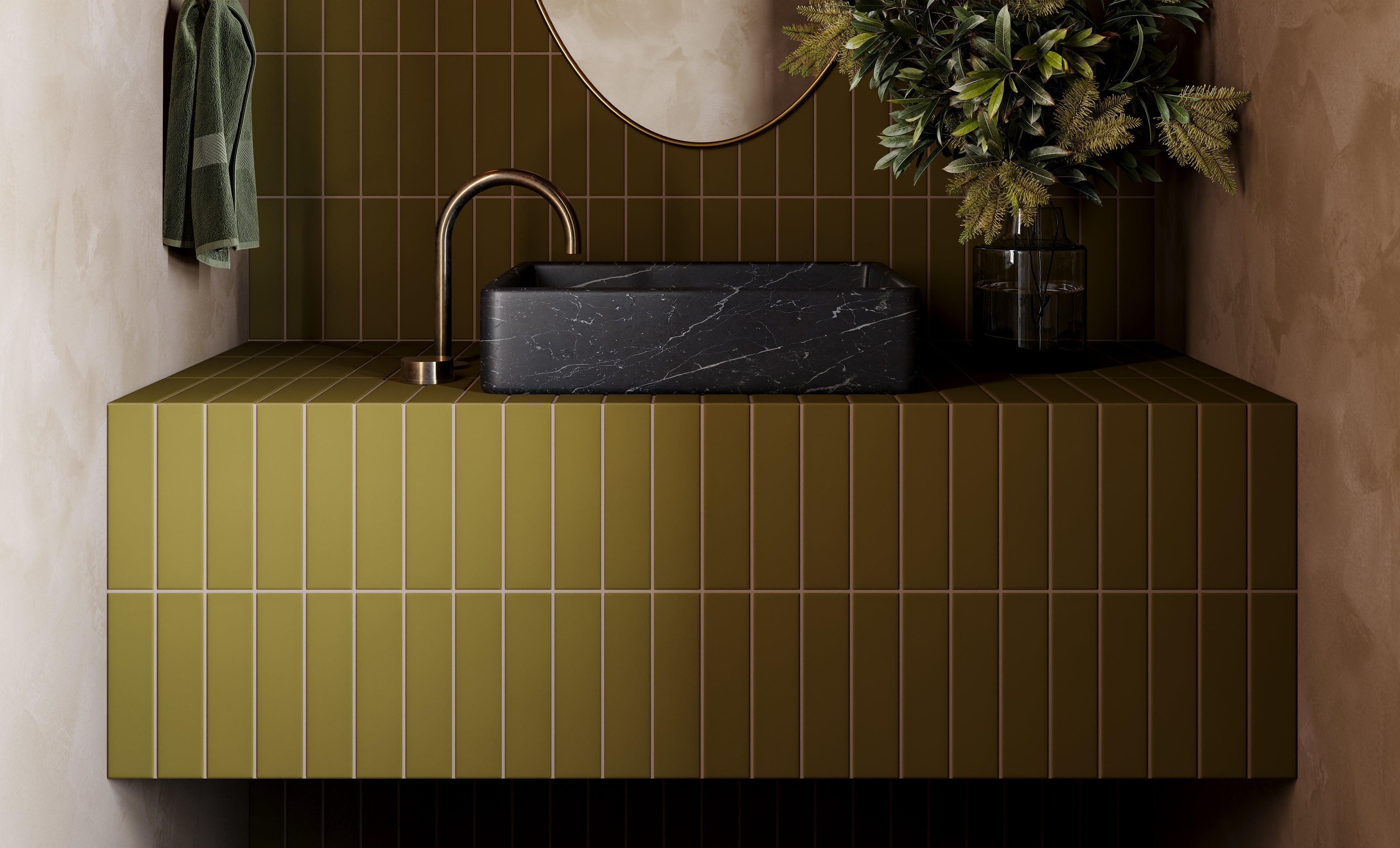 Foundry One Handle Deck Mount Gooseneck Lavatory Faucet with Barrel Knob Handle in Uncoated Polished Brass