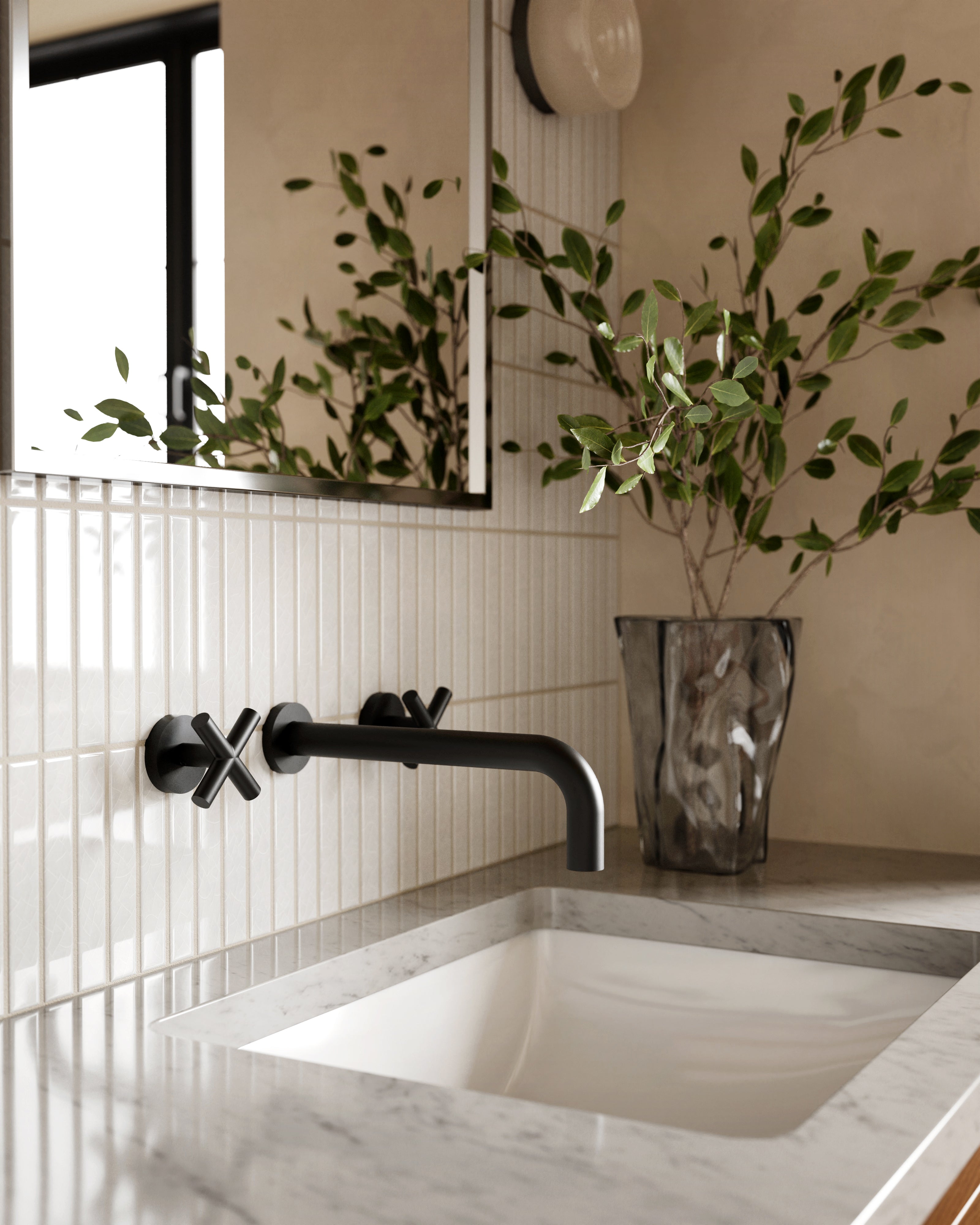1x6 Straight Set Sheeted Original Ceramic Mosaic Tile in Frost Gloss