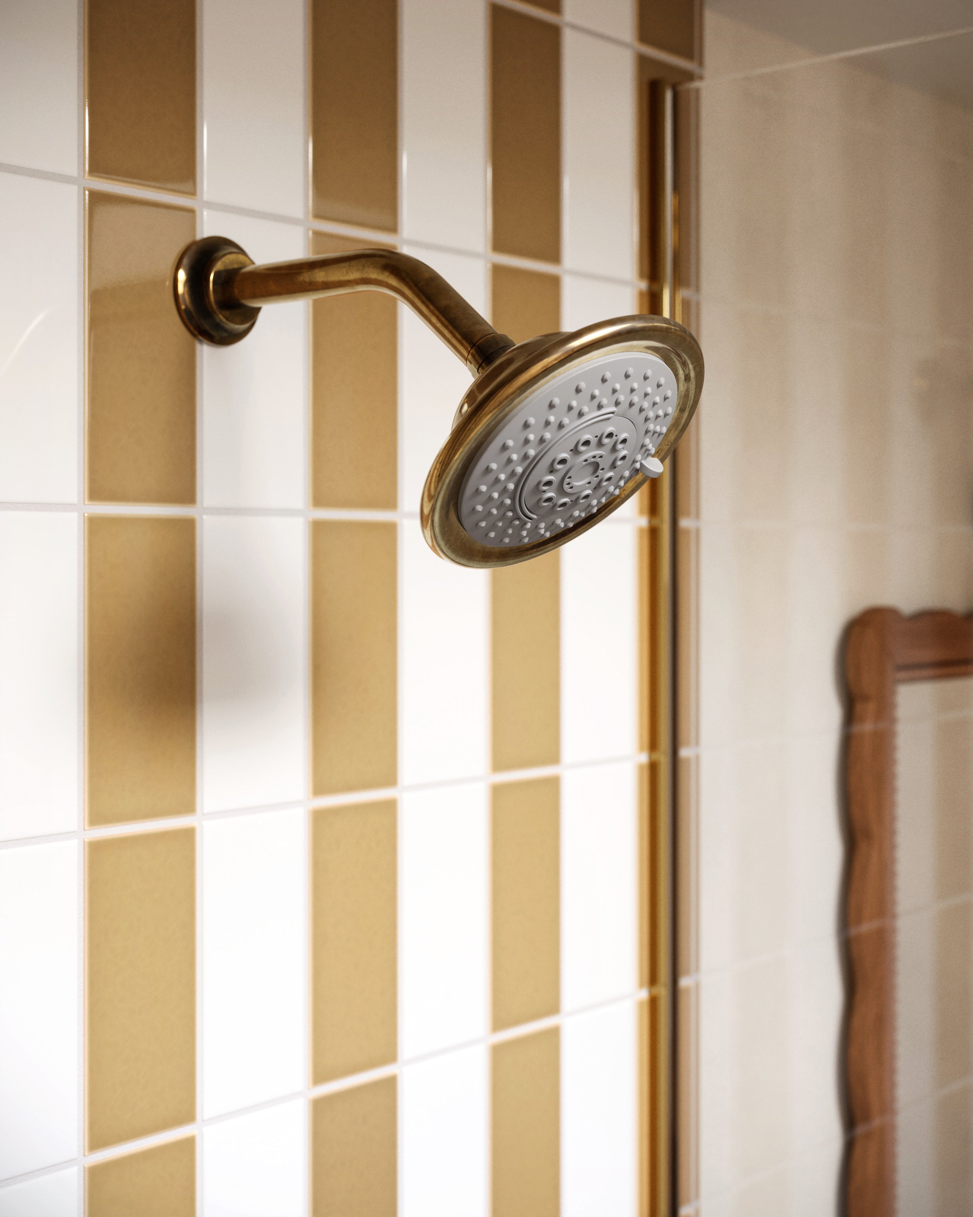 Emerson 45-Degree 8" Shower Arm with Flange in Uncoated Polished Brass