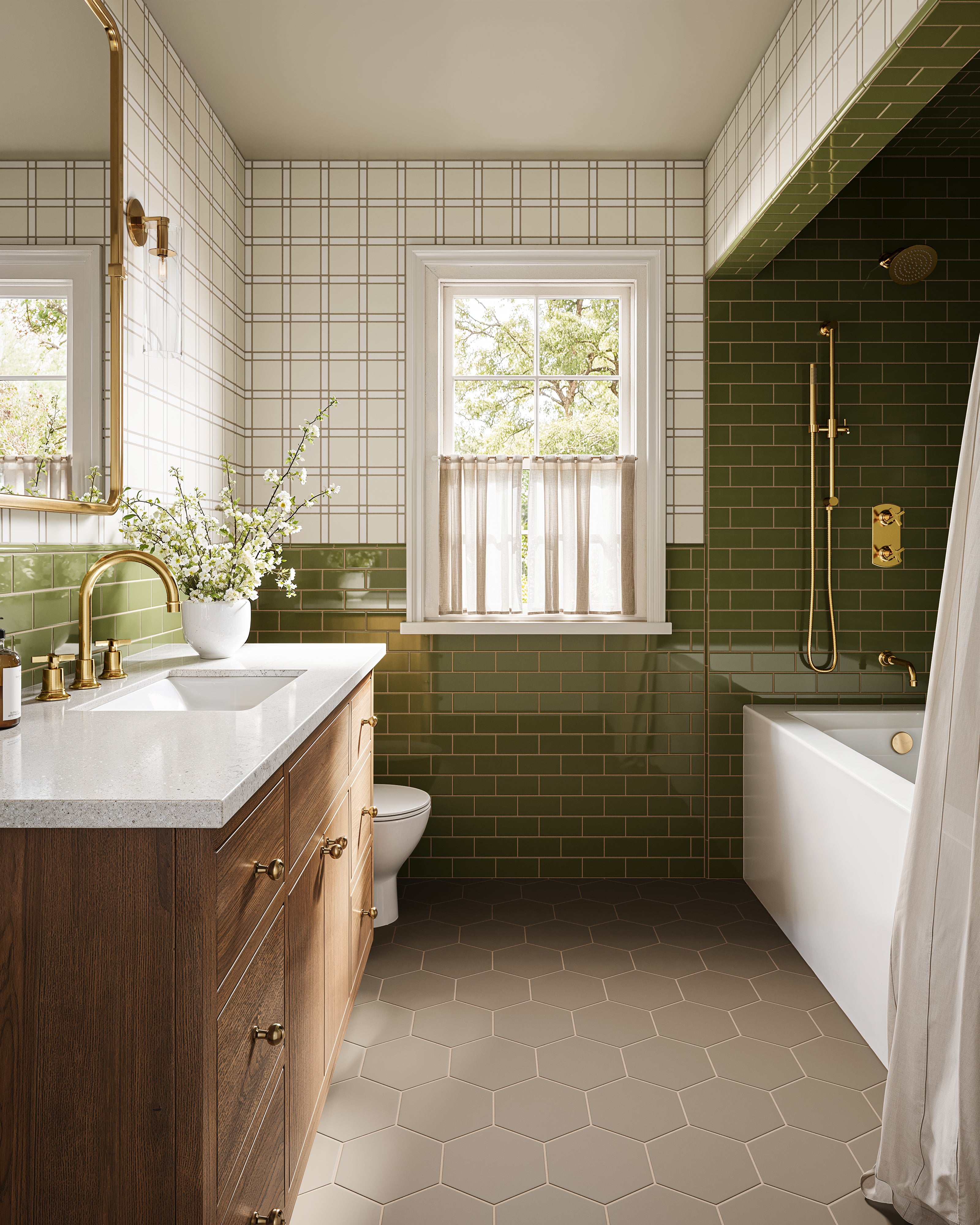 Lattice Sheeted Original Ceramic Tile in Calcite Matte & Feldspar Matte