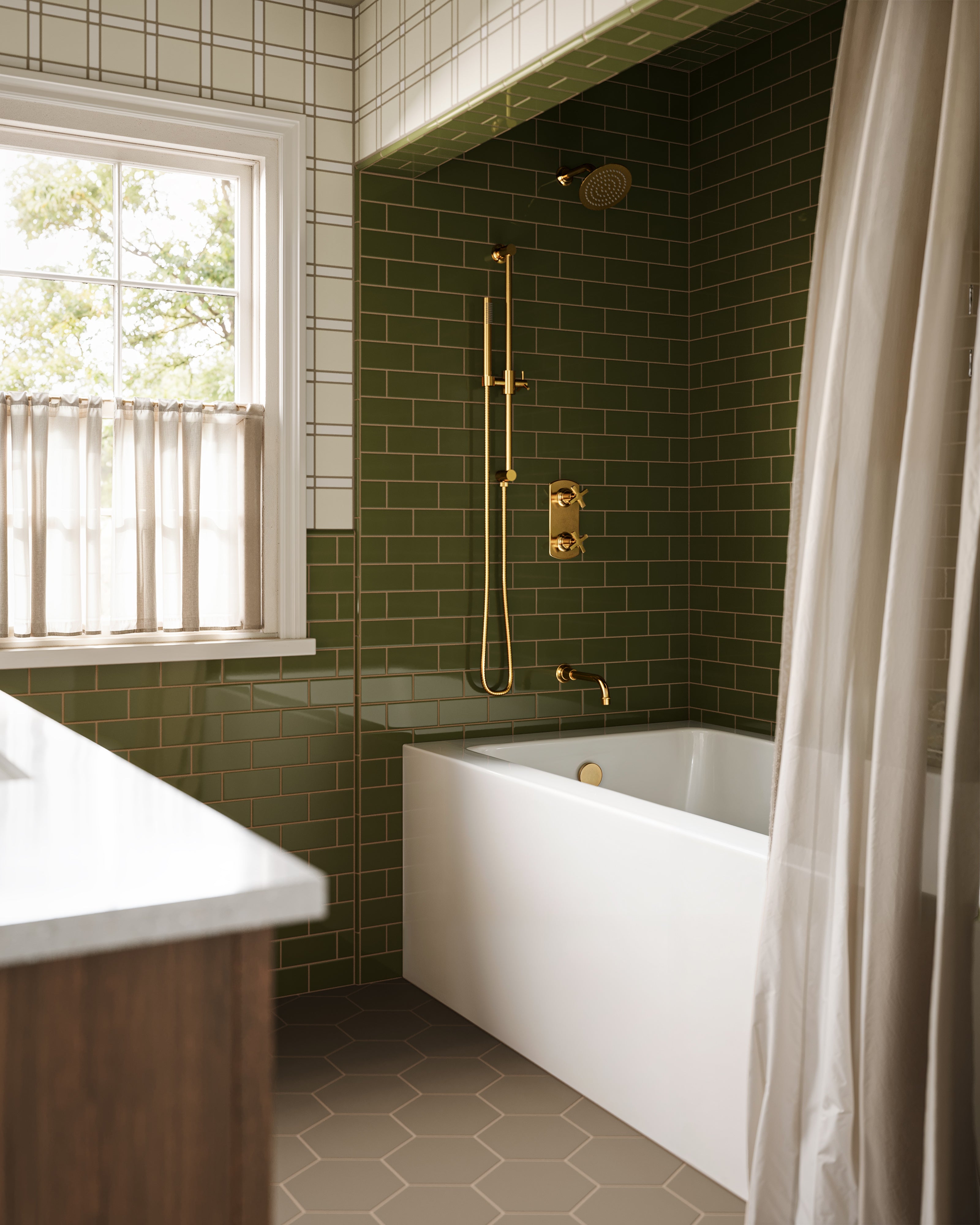 Lattice Sheeted Original Ceramic Tile in Calcite Matte & Feldspar Matte