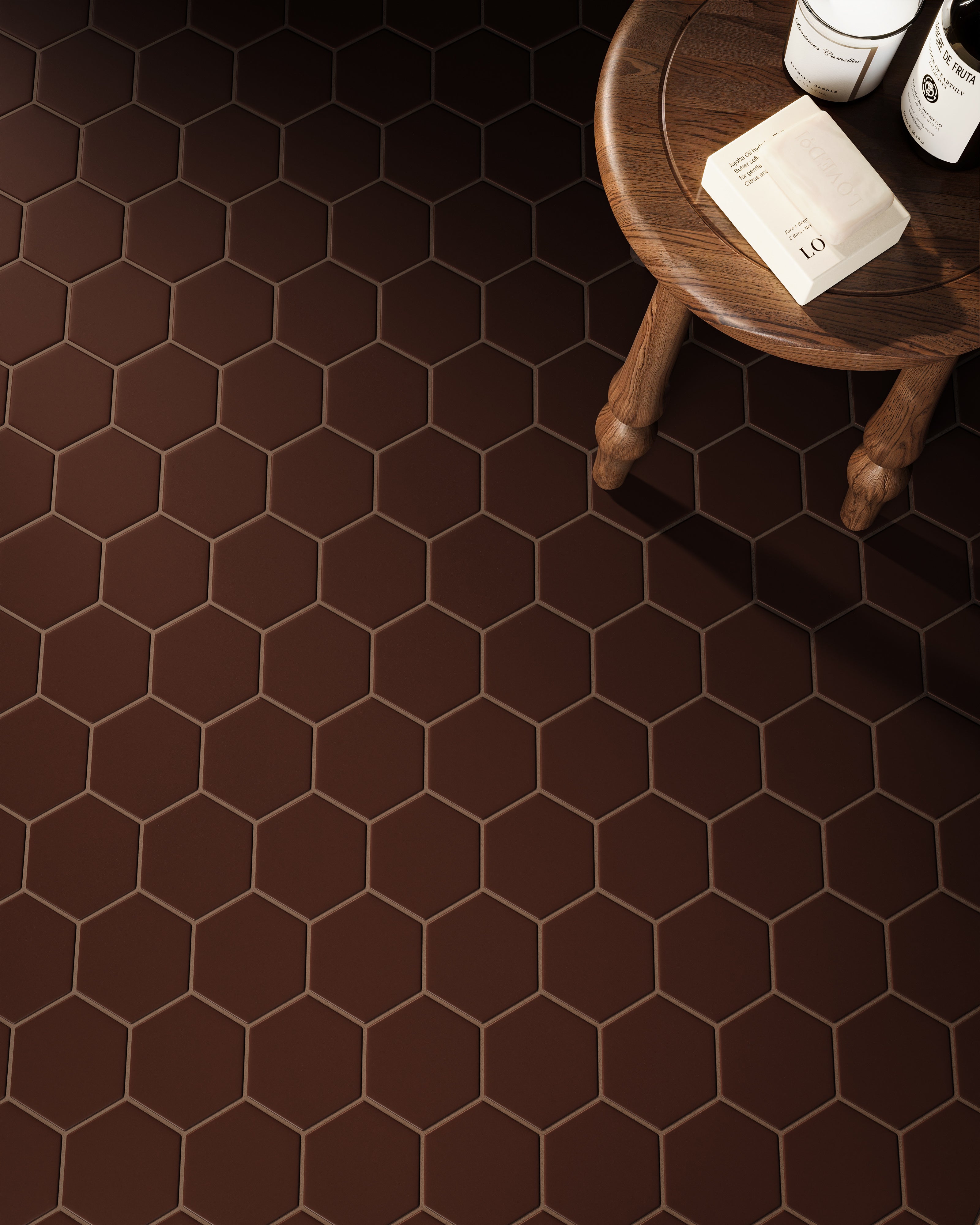 4" Hexagon Original Ceramic Tile in Garnet Matte