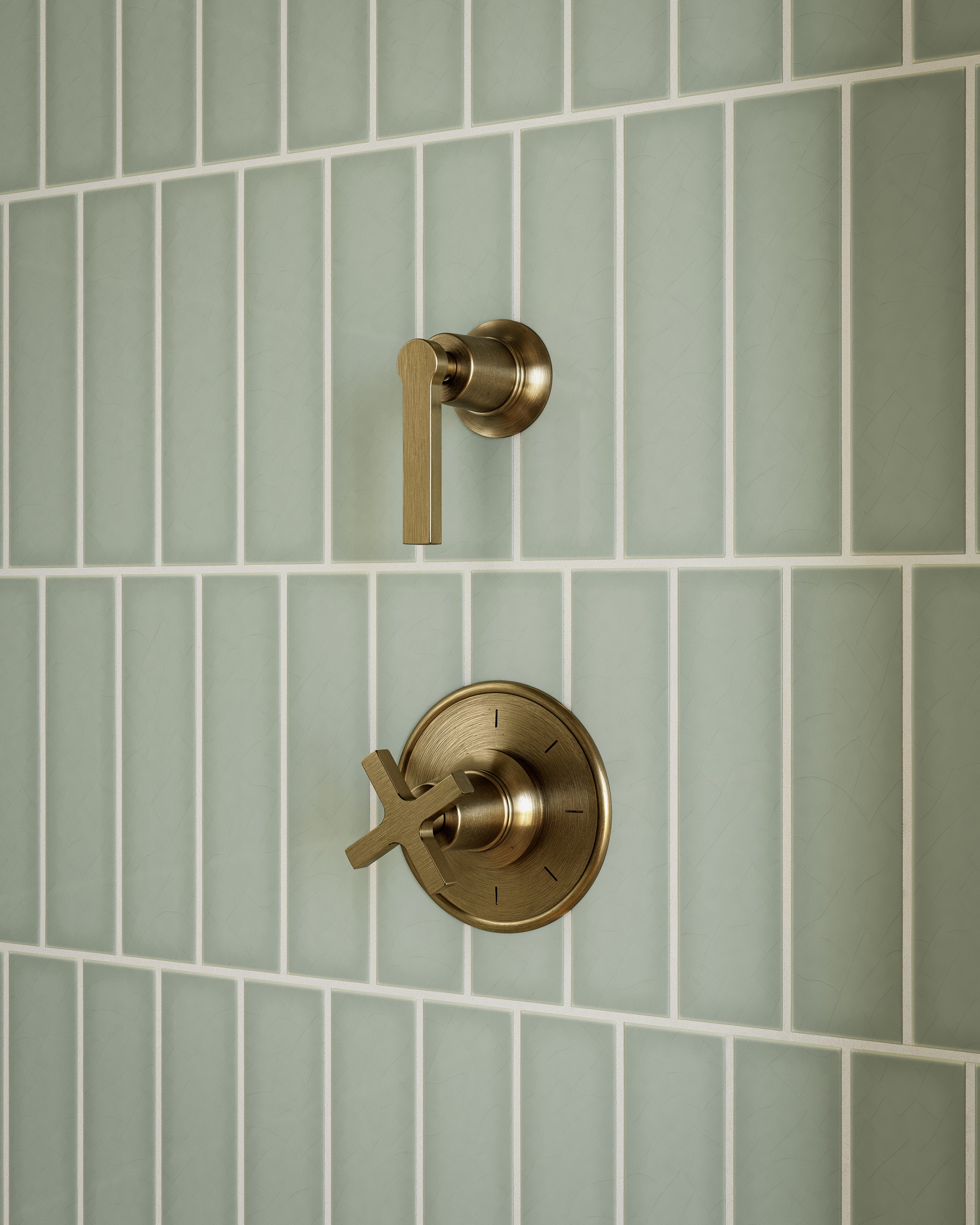 Emerson One Handle Wall Mount Diverter/Volume Control Shower Trim with Classic Lever Handle in Antique Brass
