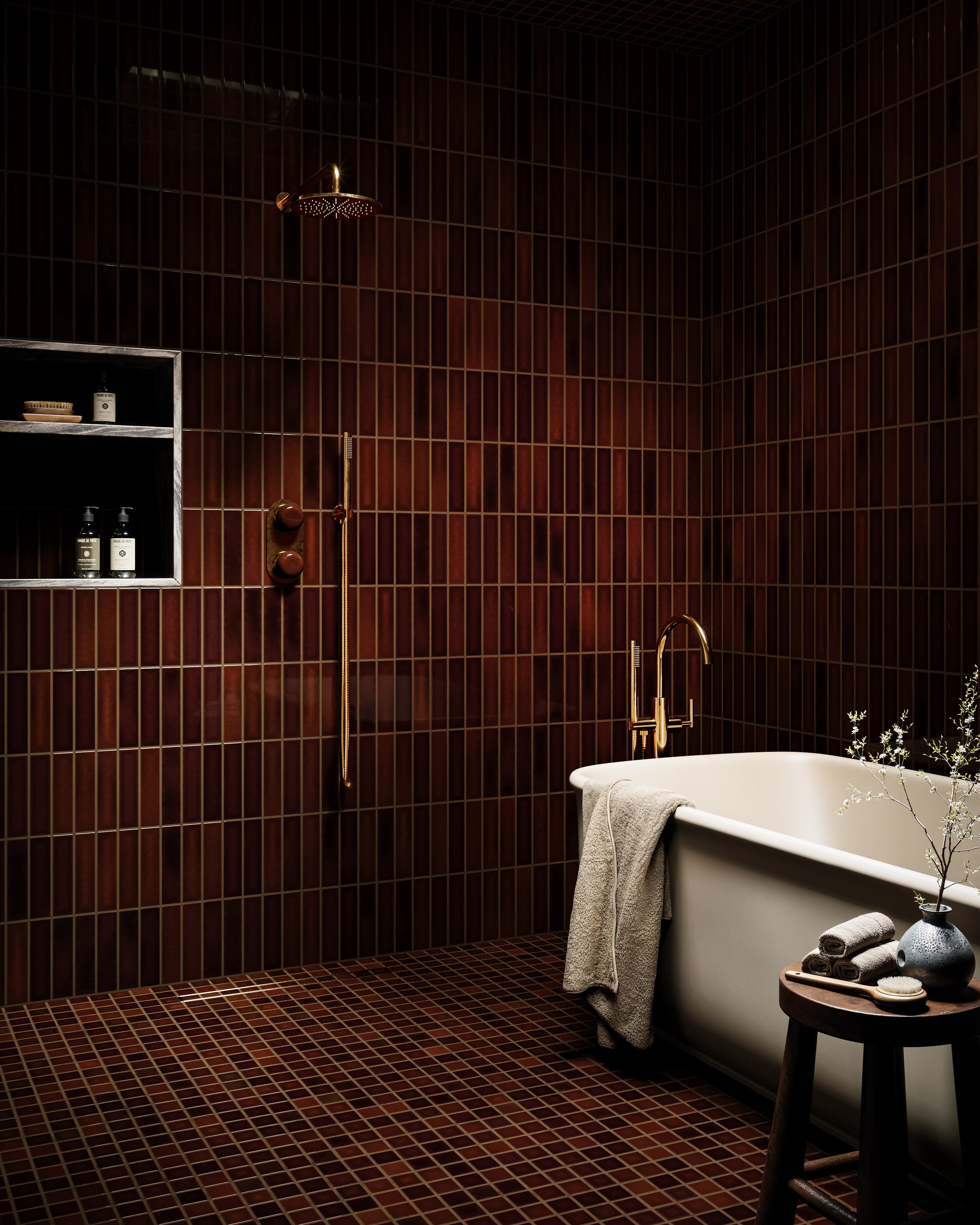 2x2 Straight Set Sheeted Original Ceramic Mosaic Tile in Tiger's Eye