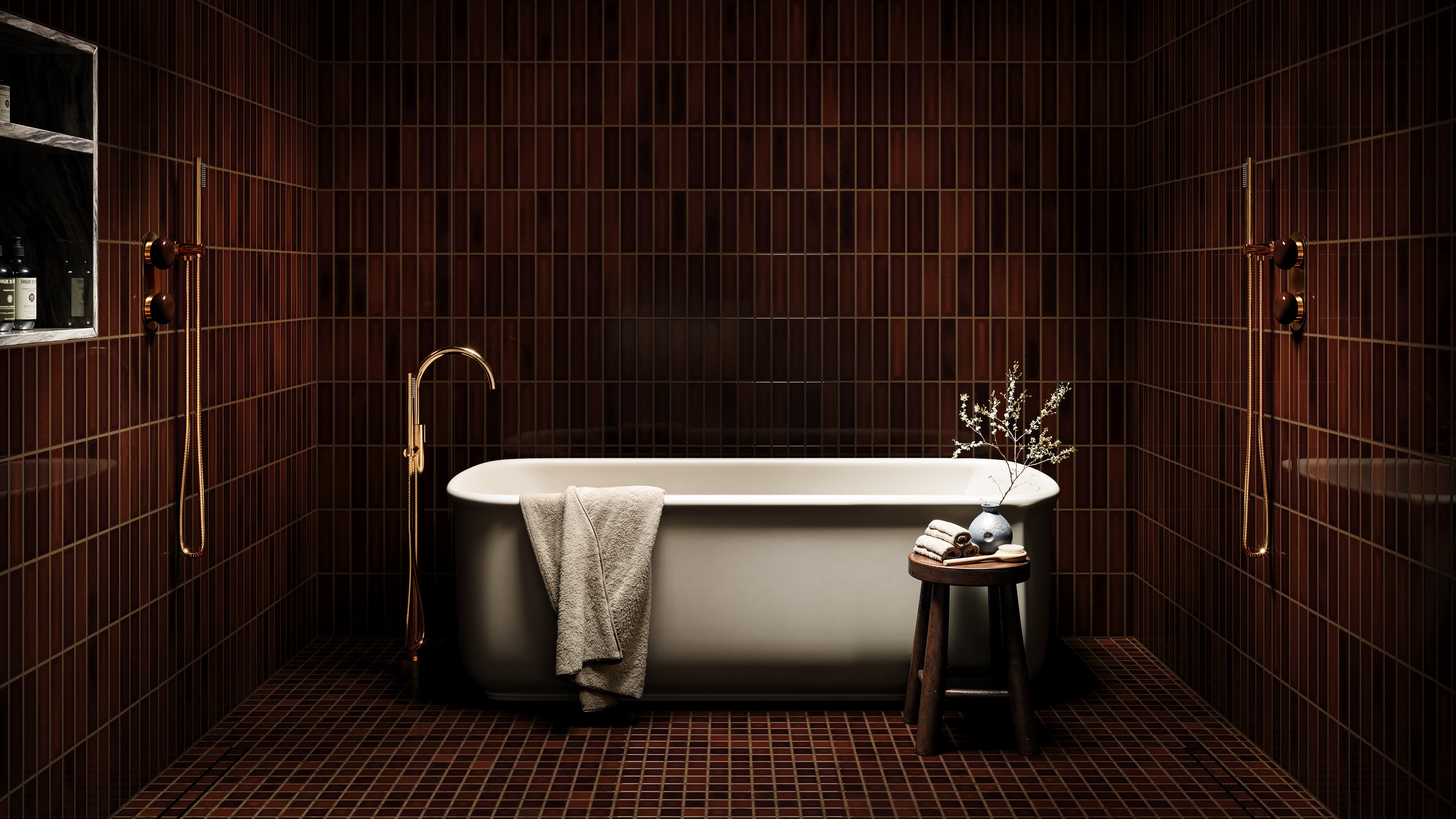 2x2 Straight Set Sheeted Original Ceramic Mosaic Tile in Tiger's Eye