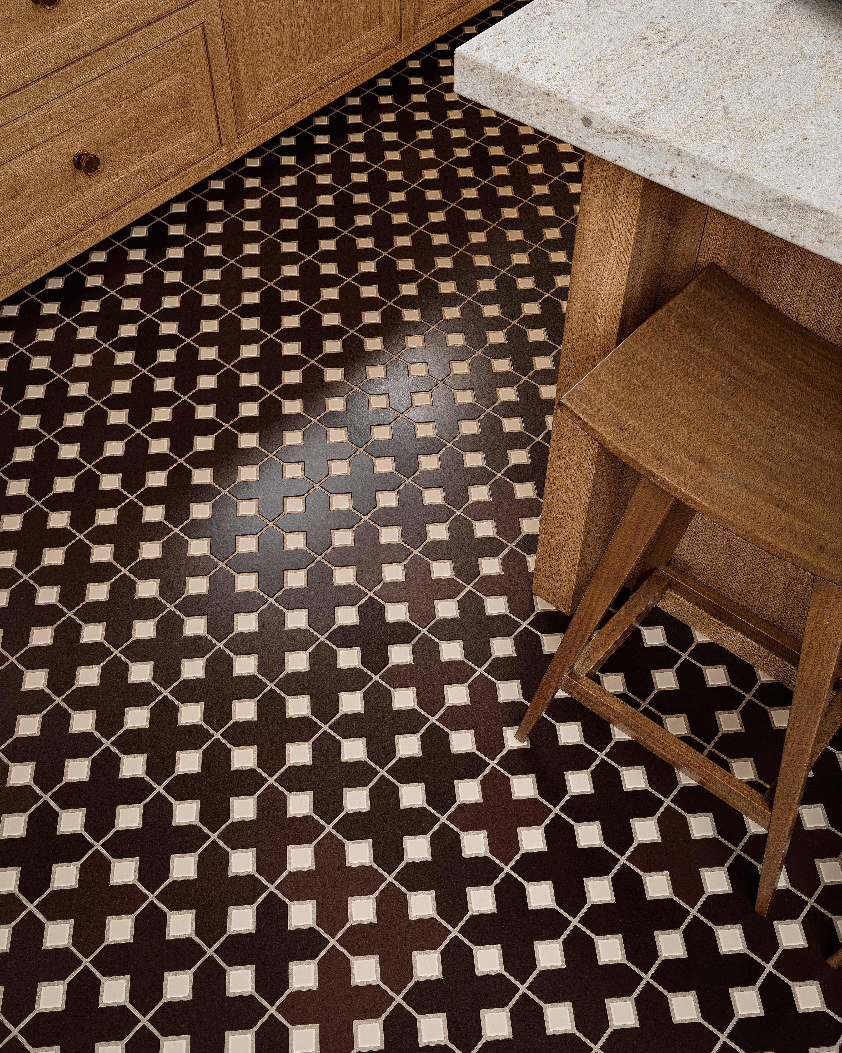 Hacienda Sheeted Original Ceramic Tile in Burnt Umber & Sand Dune Matte