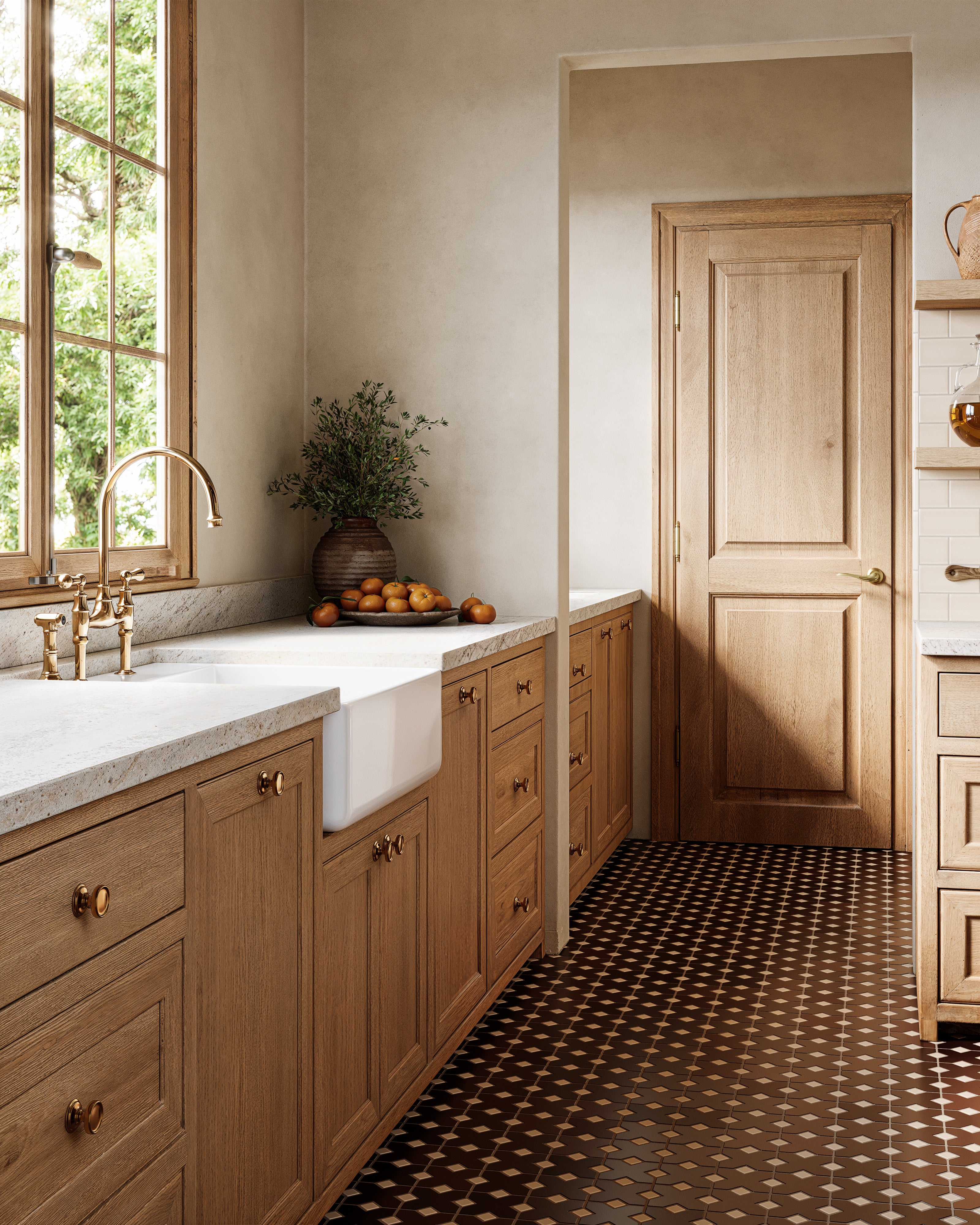 Hacienda Sheeted Original Ceramic Tile in Burnt Umber & Sand Dune Matte