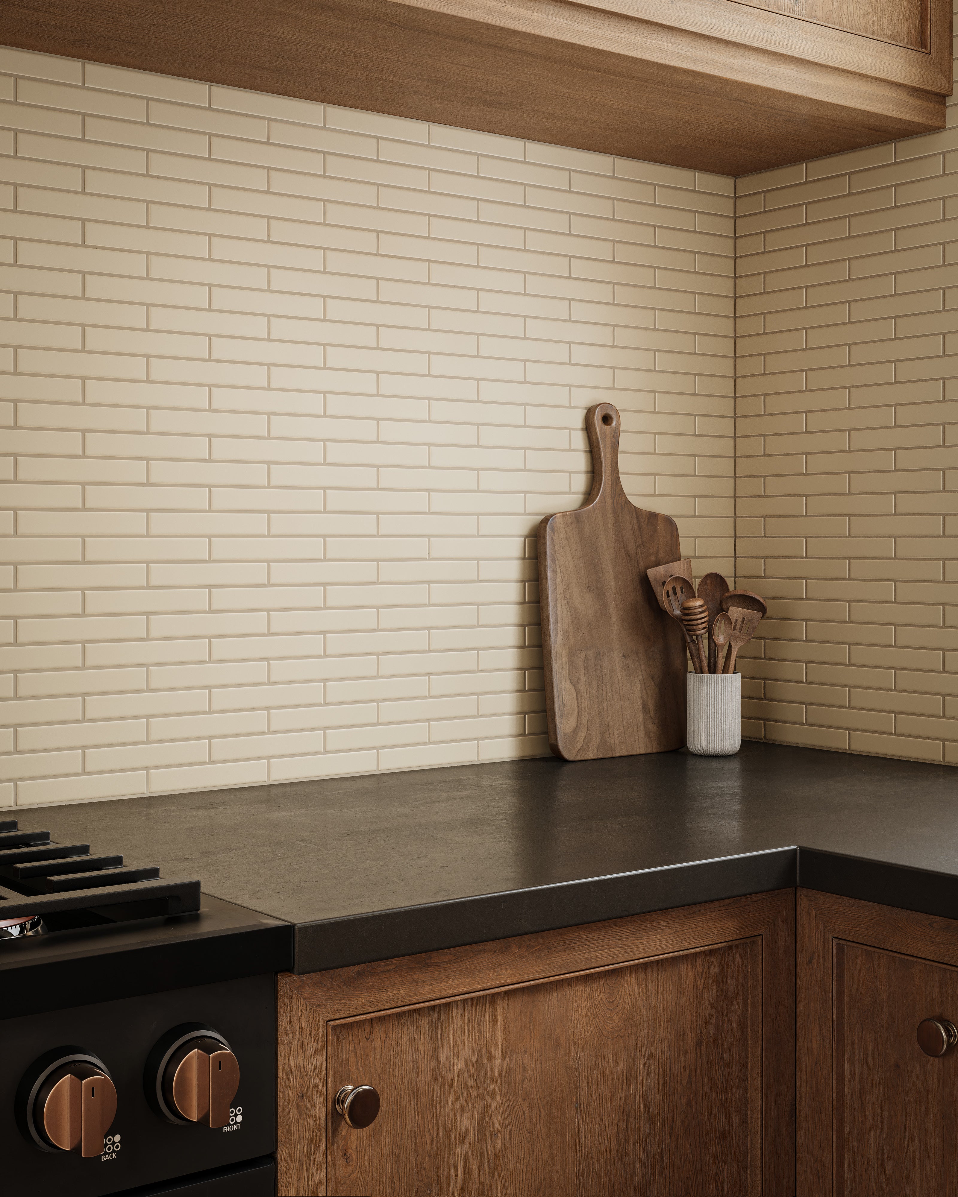 1x6 Half Offset Sheeted Original Ceramic Mosaic Tile in Sand Dune Matte