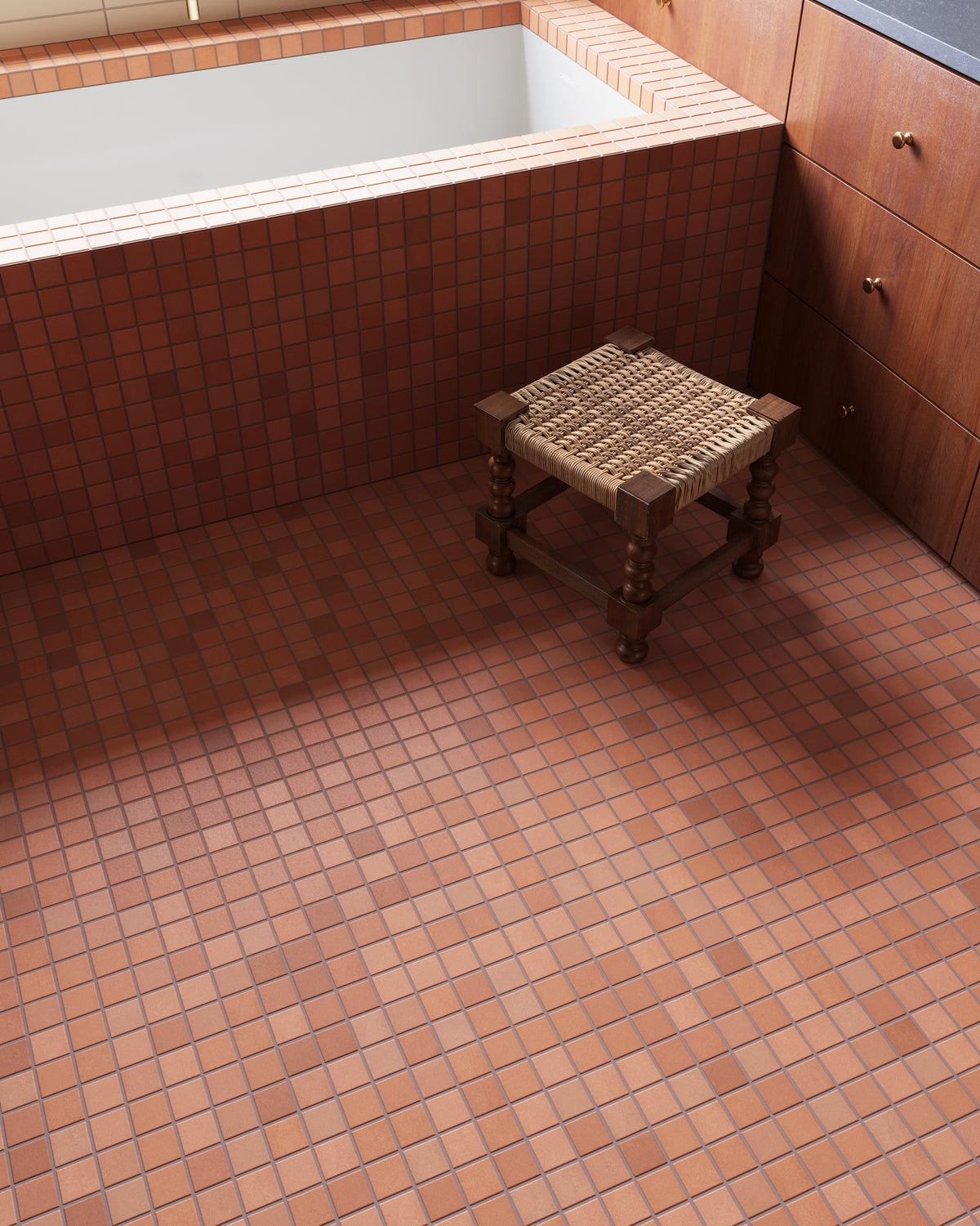 2x2 Straight Set Sheeted Original Ceramic Mosaic Tile in Antique