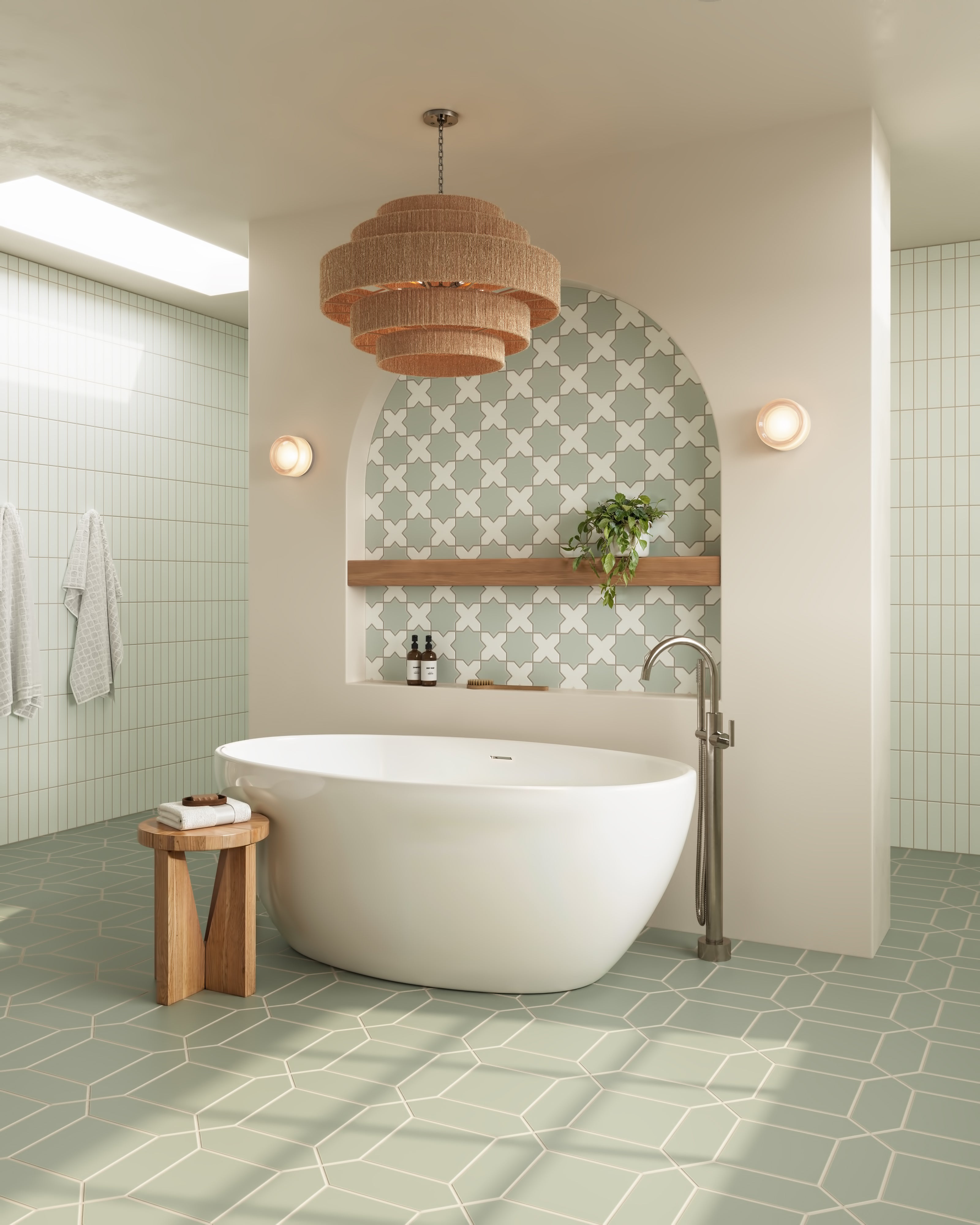 Rosemary & Overcast Mini Star & Cross Matte Original Ceramic Tile