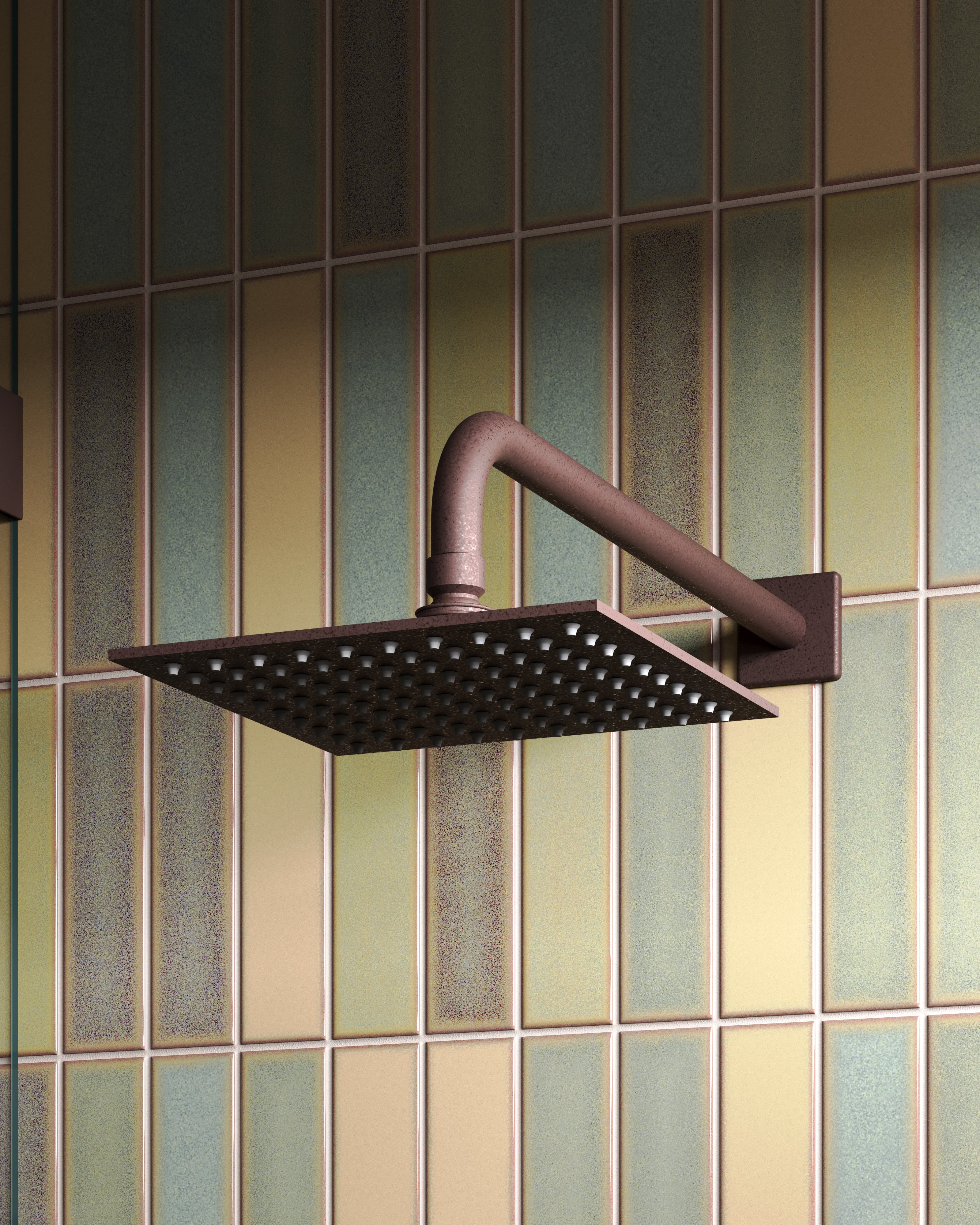 Flatiron 90-Degree 16" Shower Arm with Flange in Architectural Copper