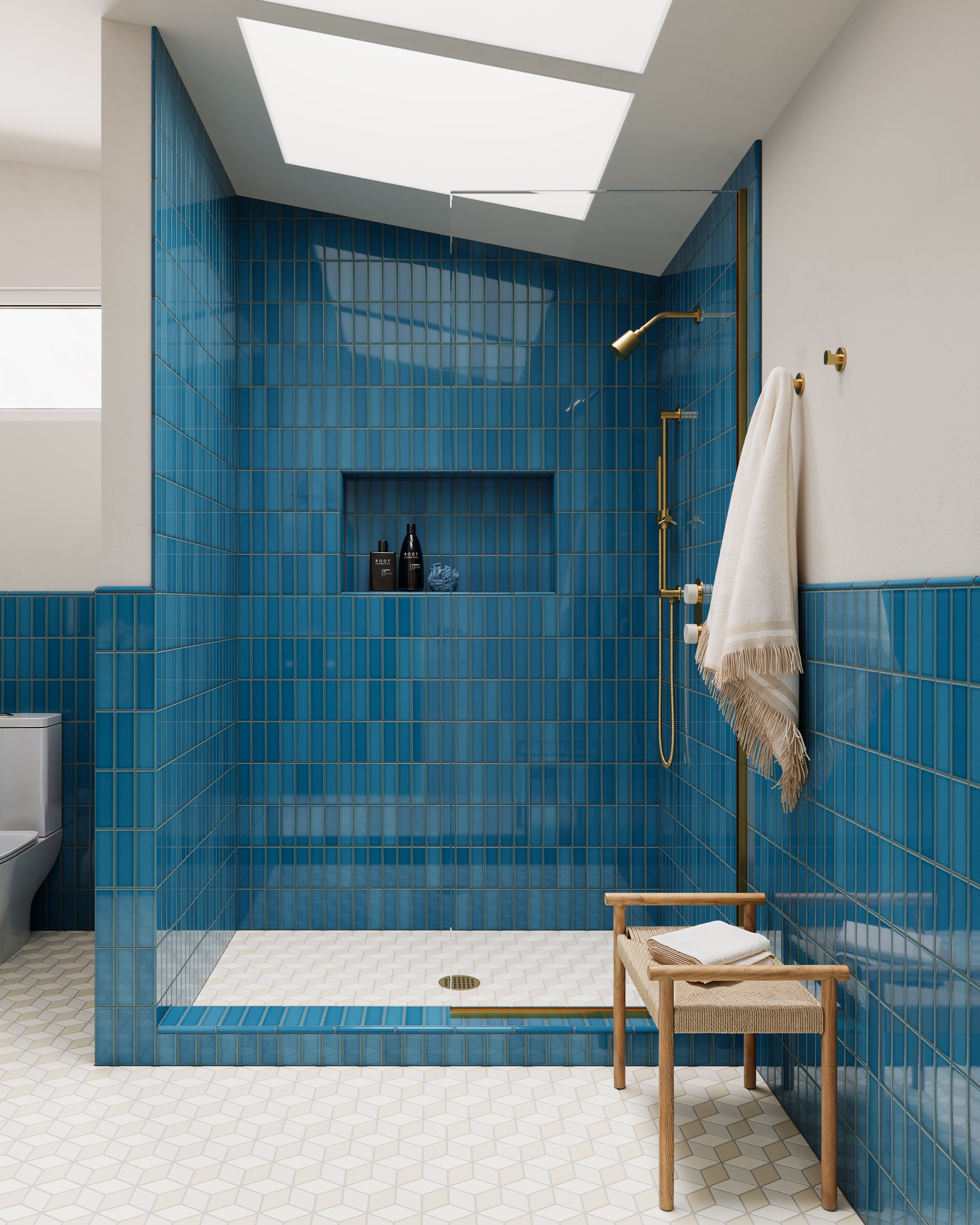 Small Diamond Escher Sheeted Original Ceramic Tile in Calcite Matte, Frost Matte & Feldspar Matte