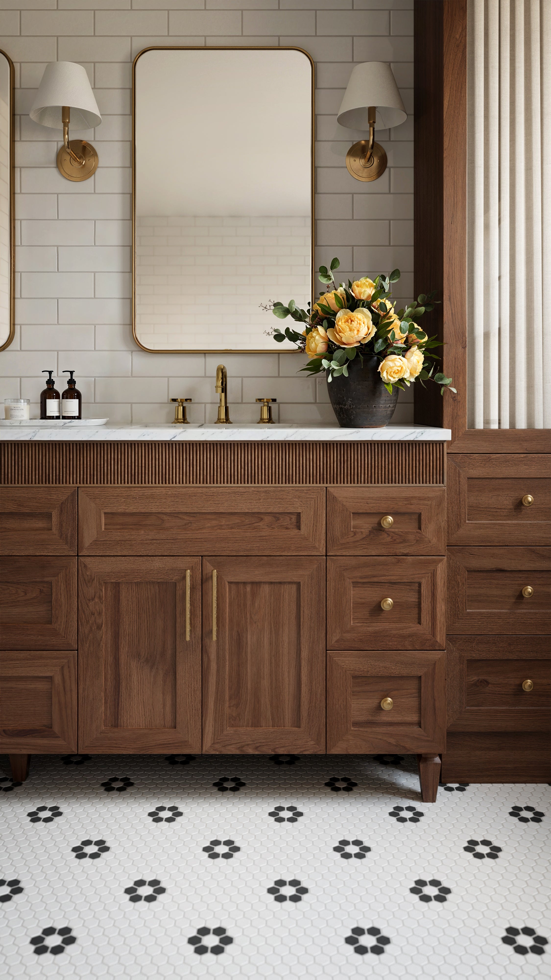 Emerson Two Handle Deck Mount Squaretop Lavatory Faucet with Classic Cross Handles in Polished Brass