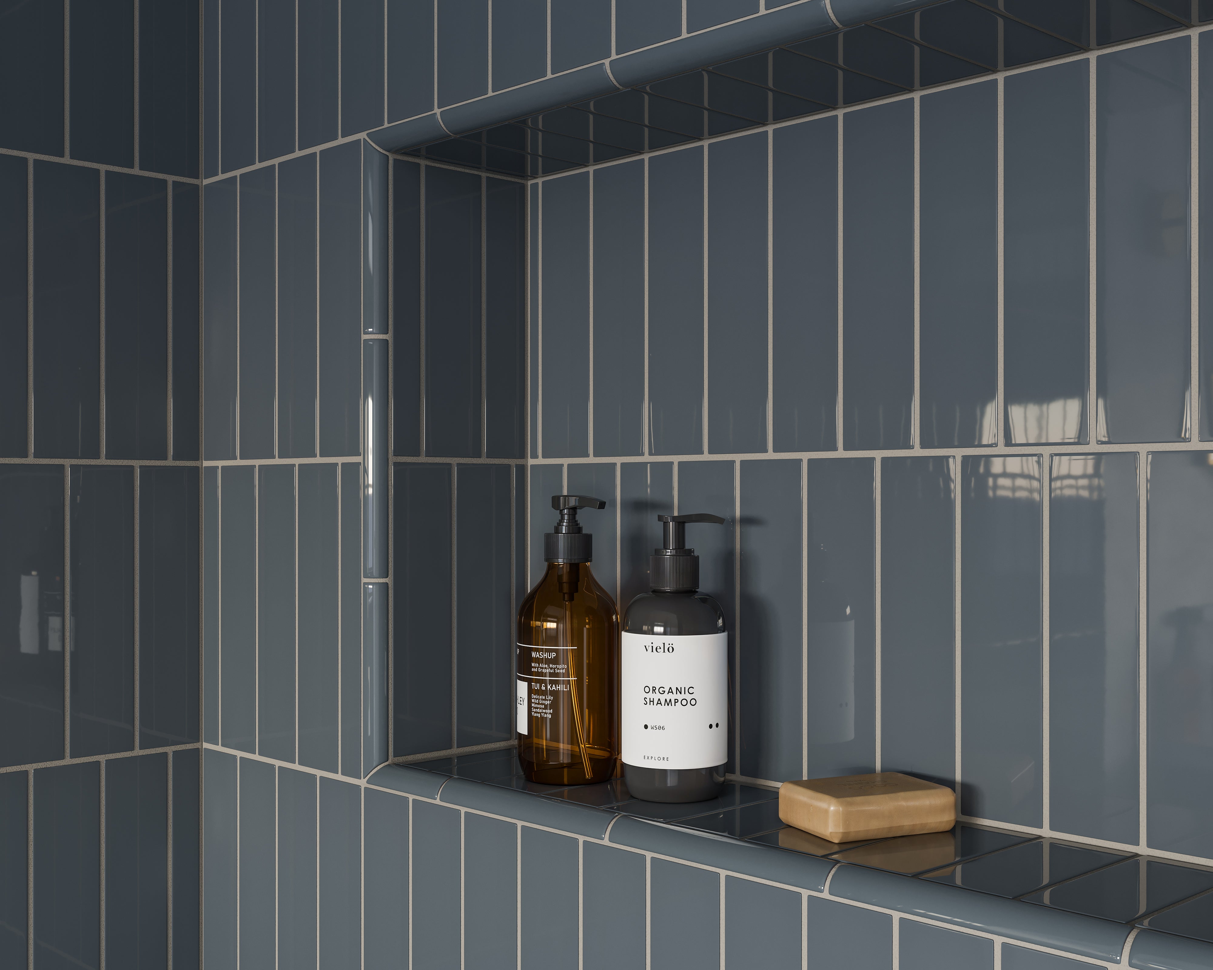 2x8 Natural Press Ceramic Tile in Indigo Gloss