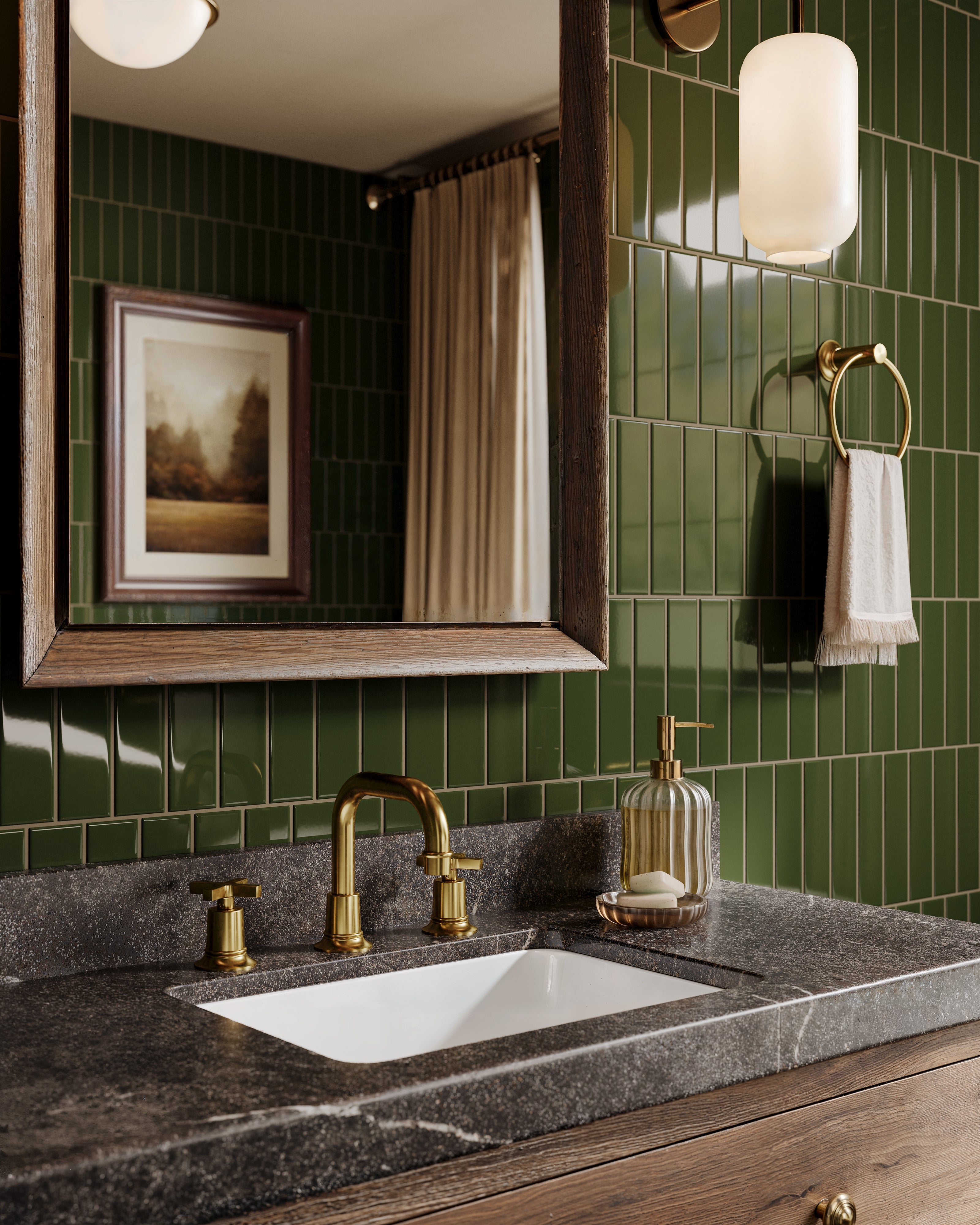 Emerson Two Handle Deck Mount Squaretop Lavatory Faucet with Classic Cross Handles in French Brass