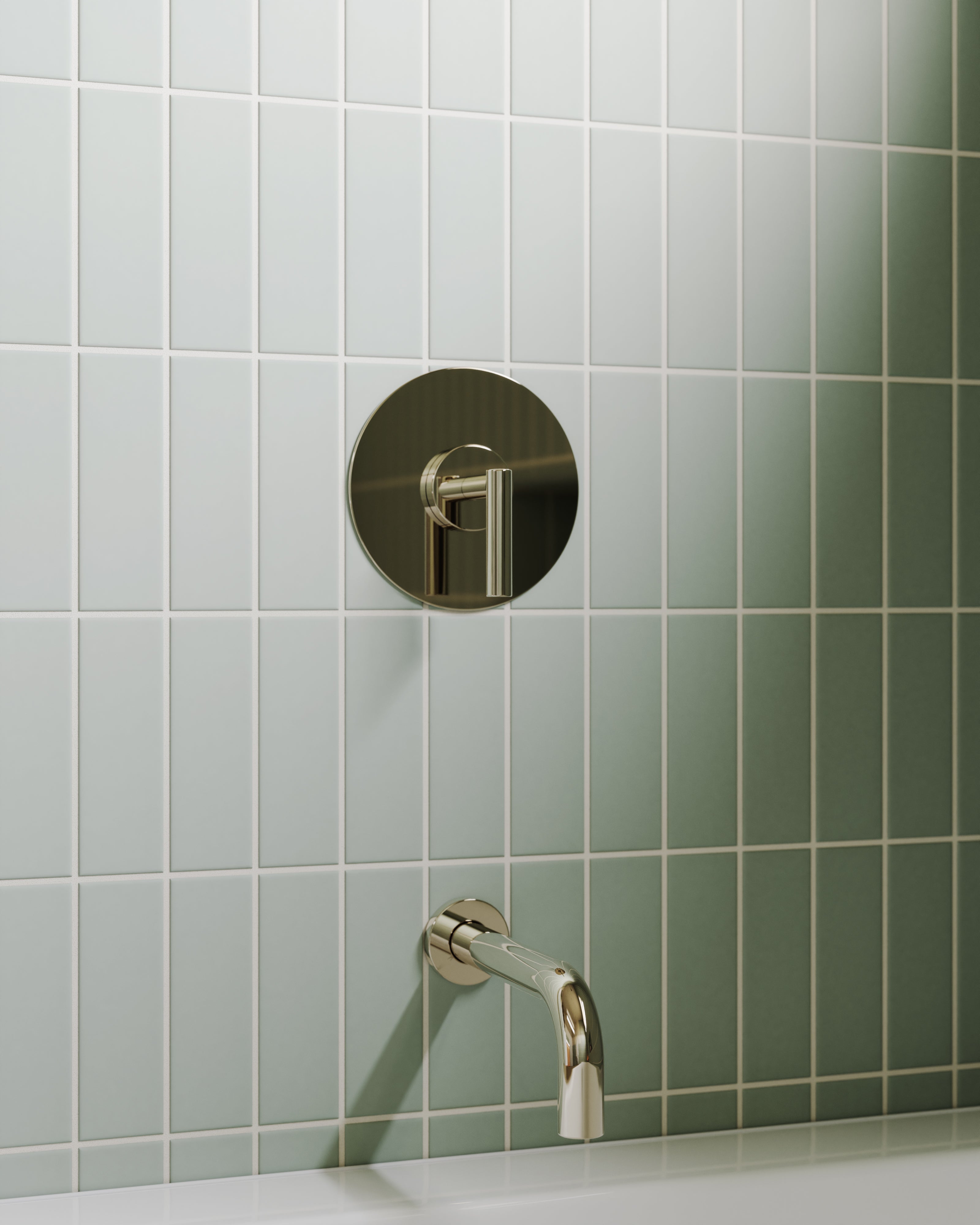 Contour One Handle Wall Mount Shower Trim with Soft Lever Handle in Polished Nickel