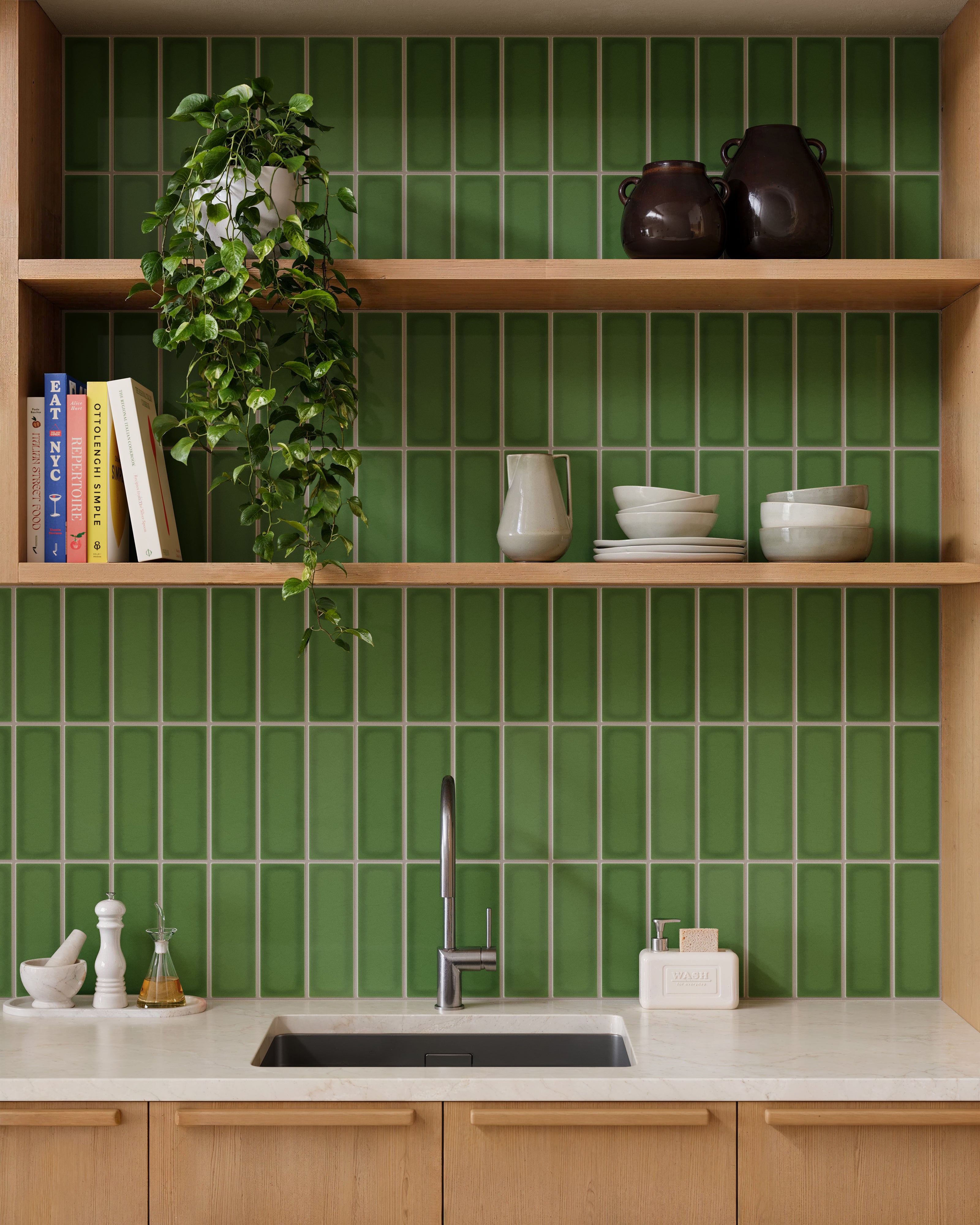 Kelp 3x9 Gloss Original Ceramic Tile - Fireclay Tile