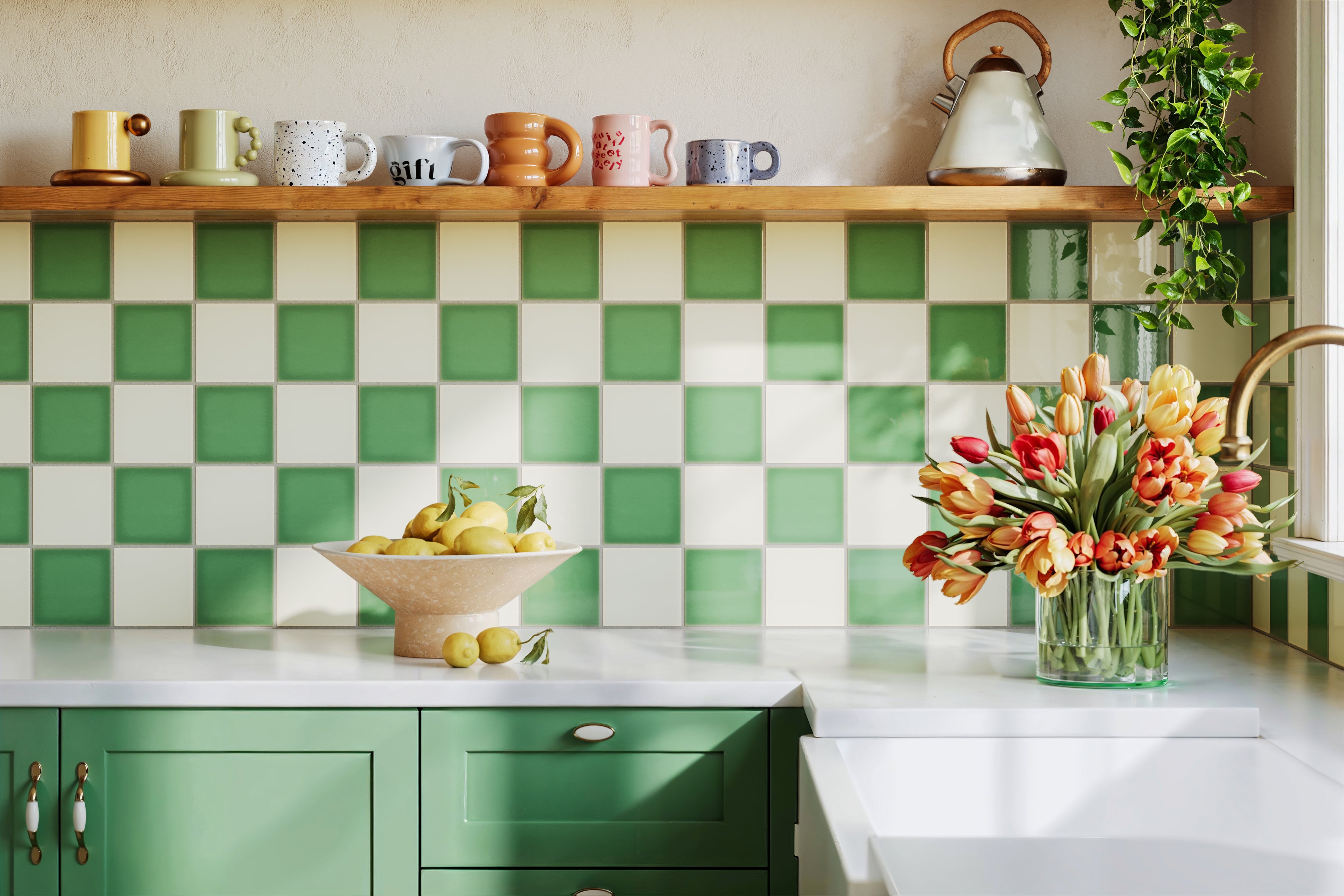 4x4 Original Ceramic Tile in Sea Green Gloss