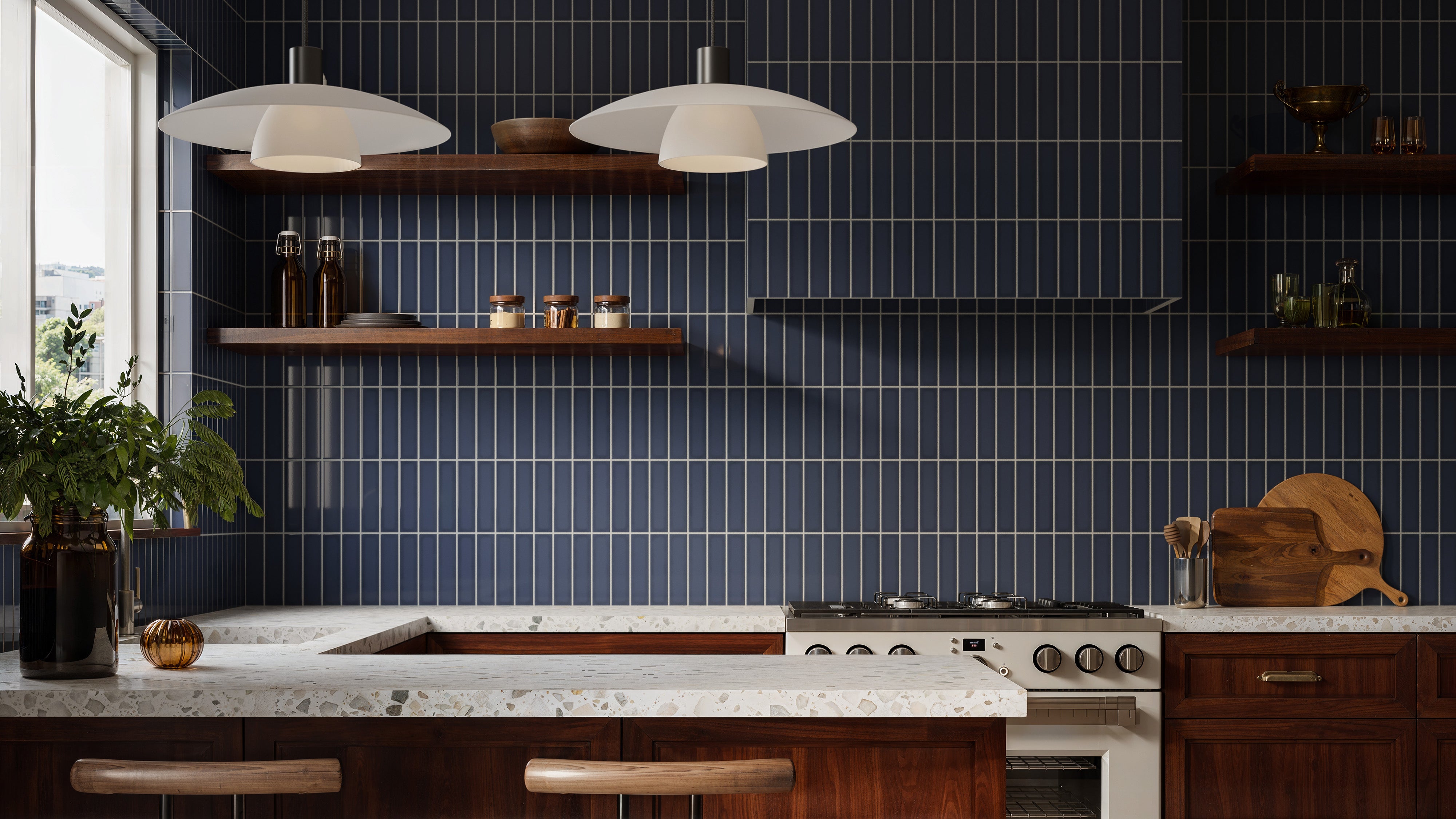 2x8 Original Ceramic Tile in Slate Blue Gloss