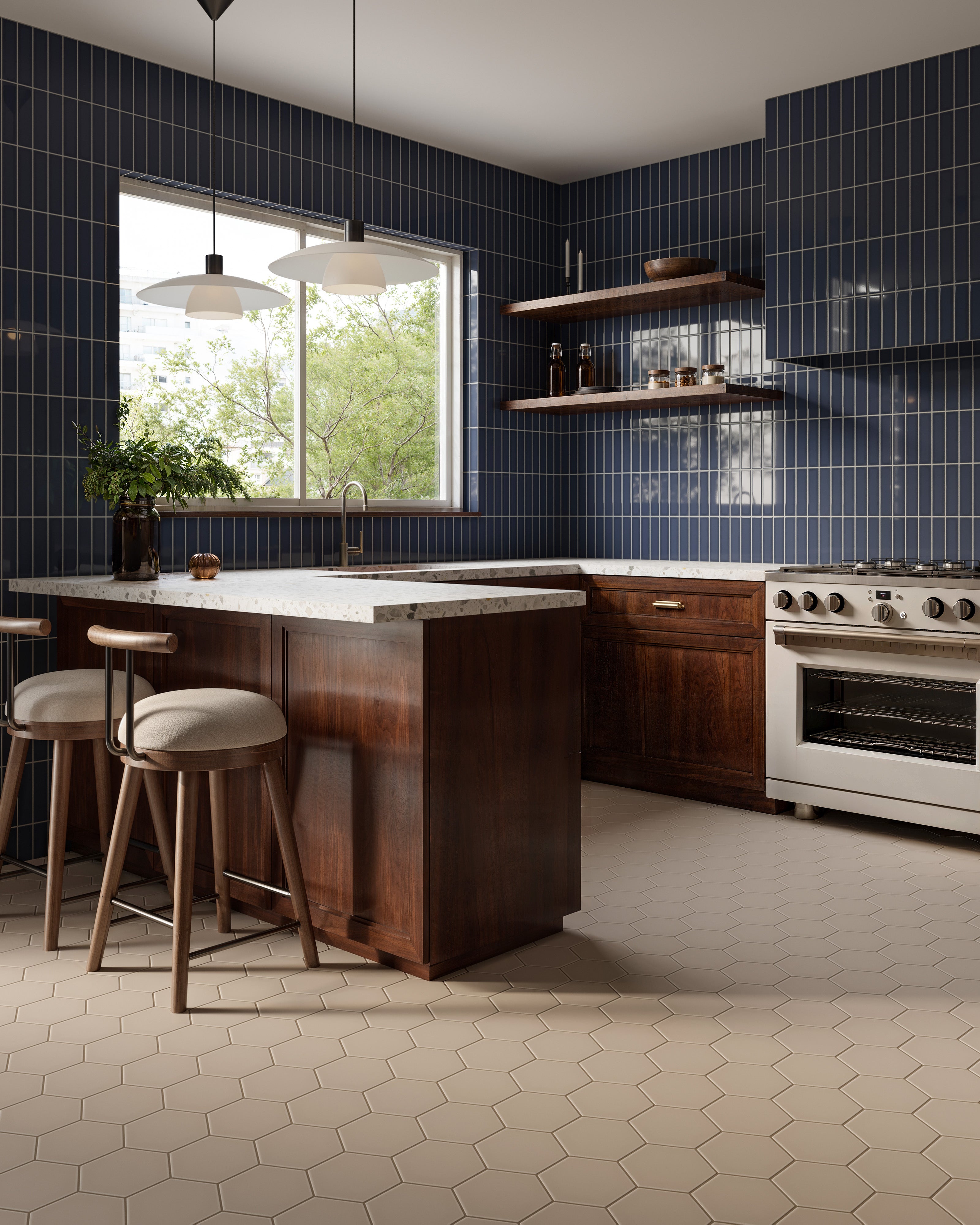 2x8 Original Ceramic Tile in Slate Blue Gloss