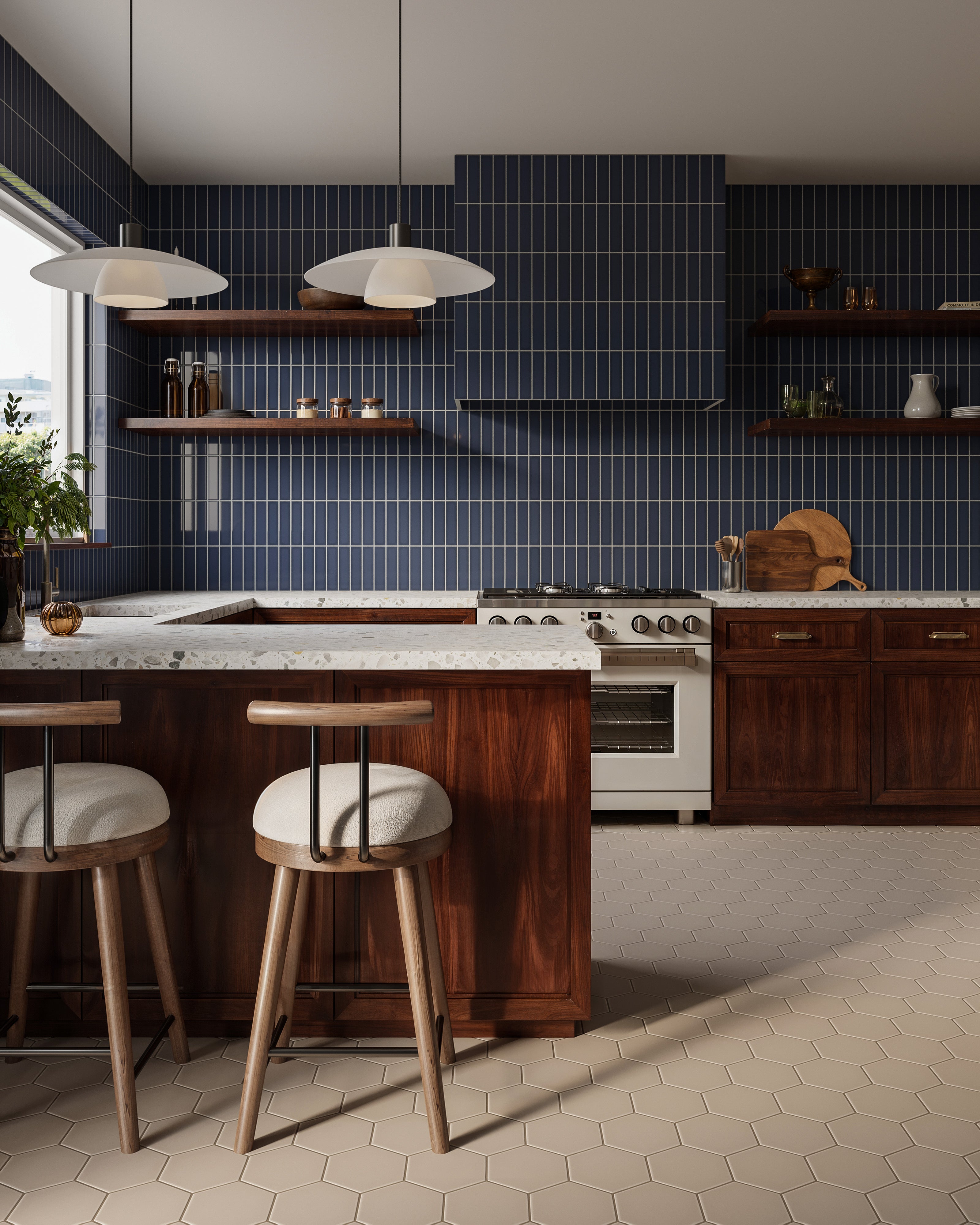Slate Blue 2x8 Gloss Original Ceramic Tile - Fireclay Tile