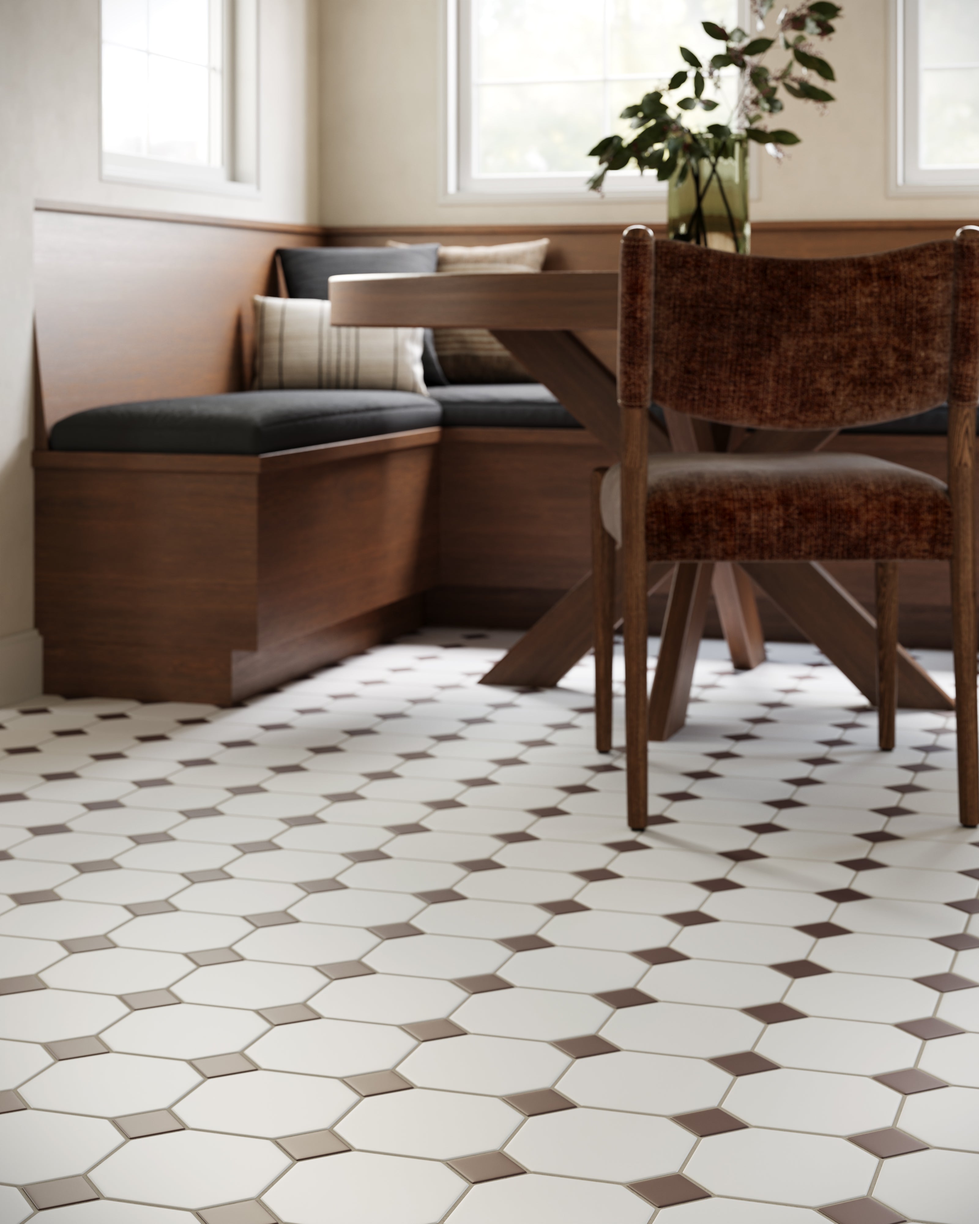Gramercy Original Ceramic Tile in Calcite Matte & Garnet Matte