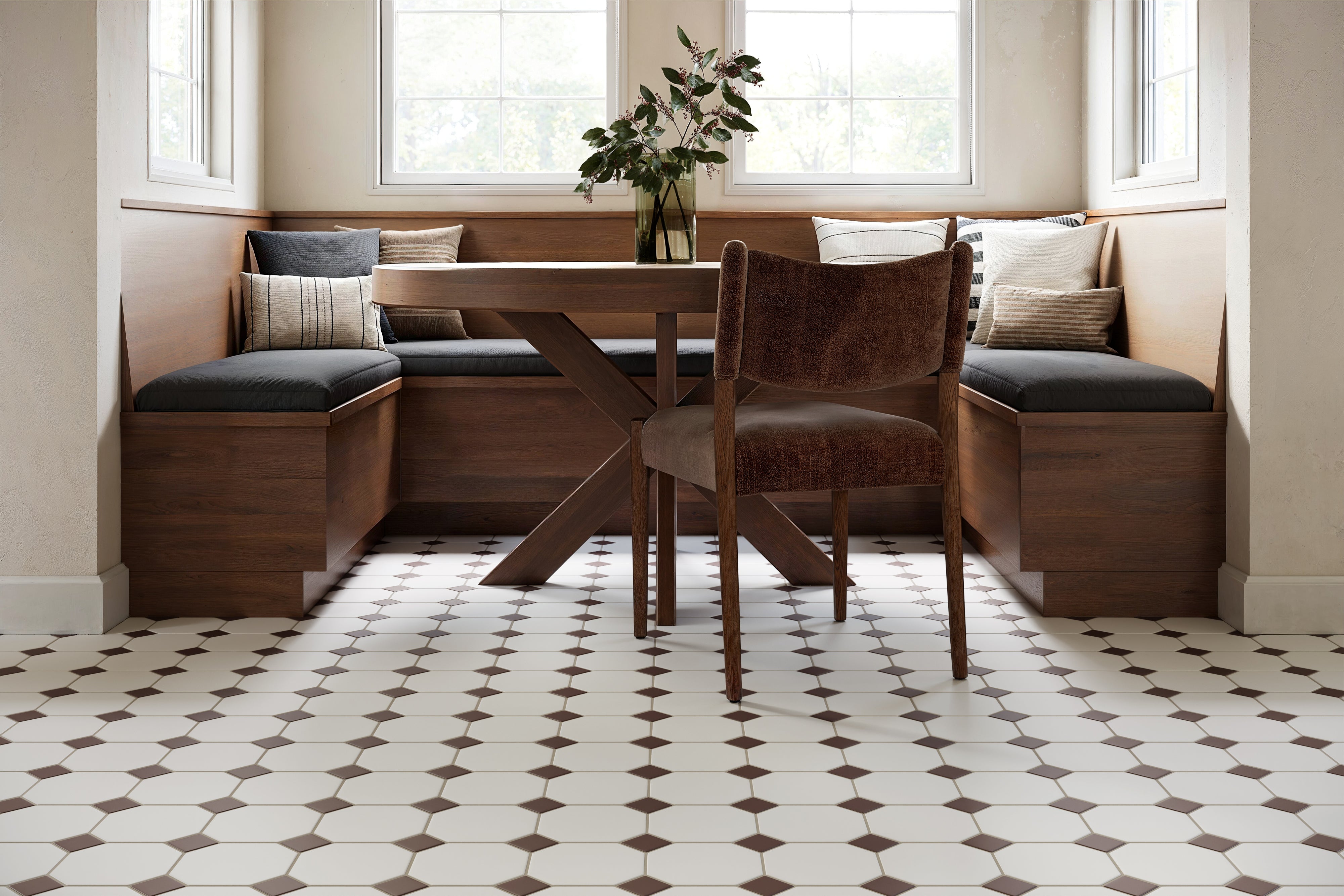 Gramercy Original Ceramic Tile in Calcite Matte & Garnet Matte