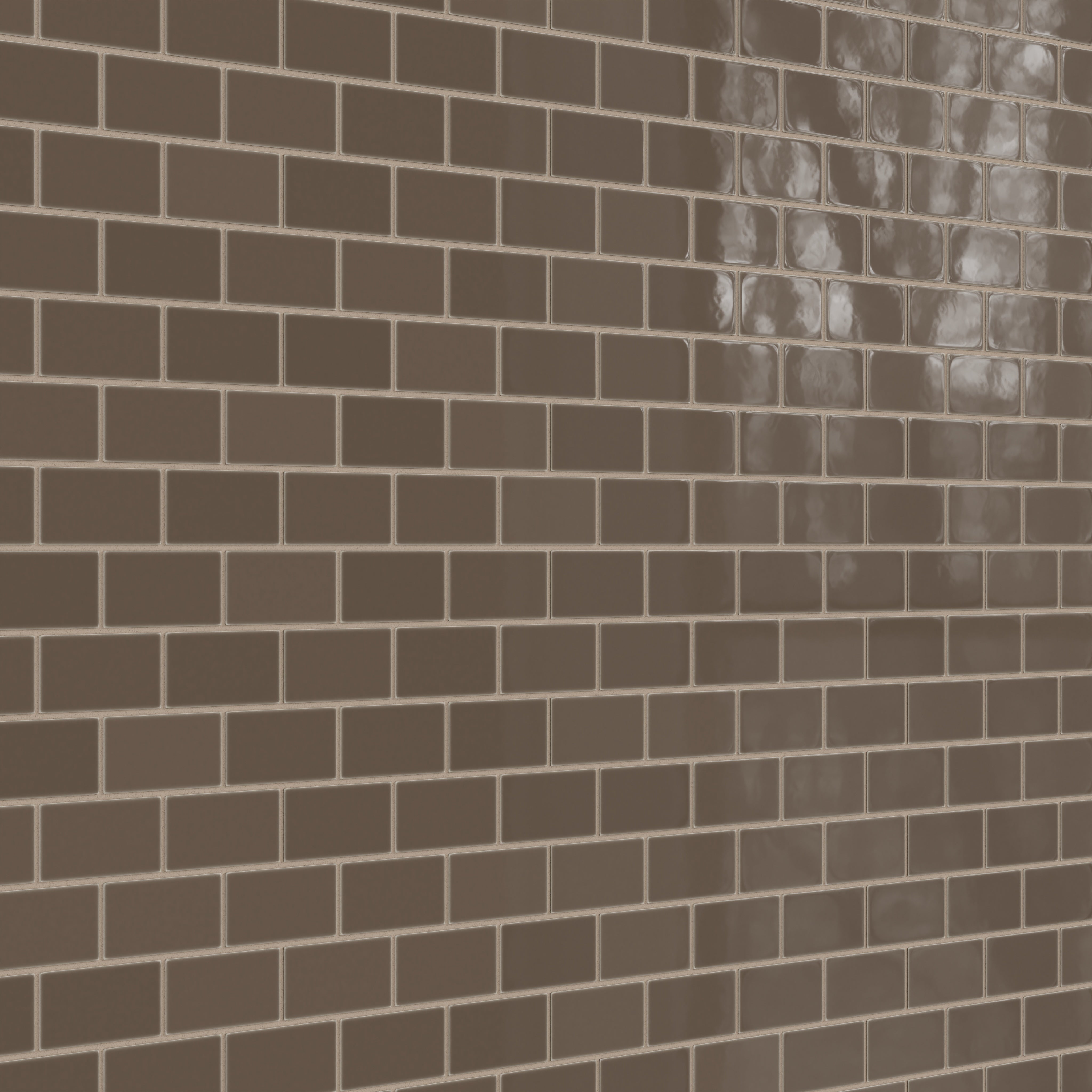 2x4 Half Offset Sheeted Natural Press Ceramic Mosaic Tile in Otter Gloss