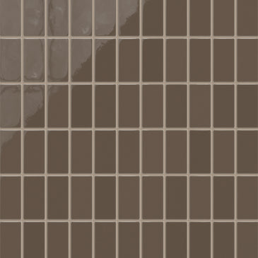 2x4 Straight Set Sheeted Natural Press Ceramic Mosaic Tile in Otter Gloss