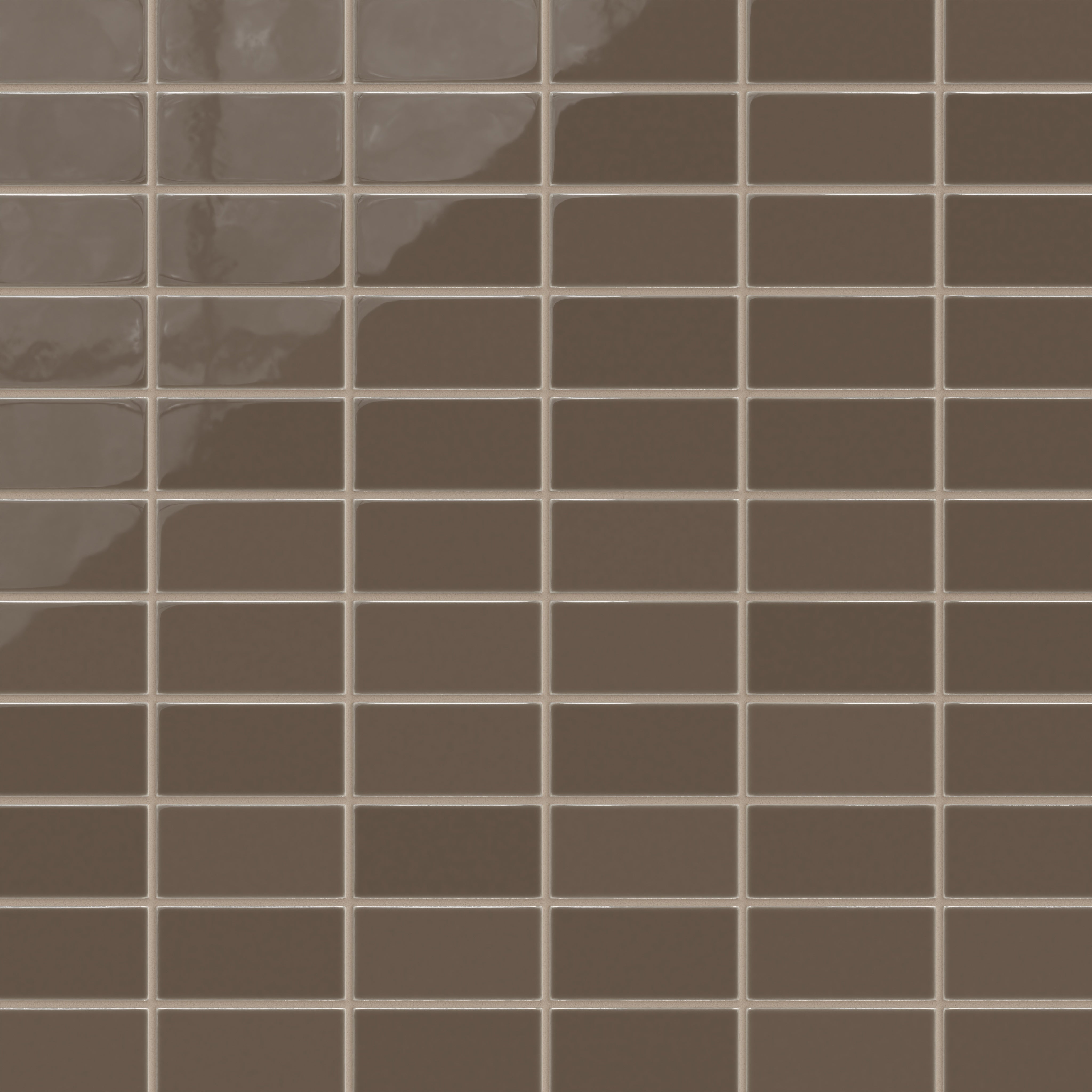 2x4 Straight Set Sheeted Natural Press Ceramic Mosaic Tile in Otter Gloss
