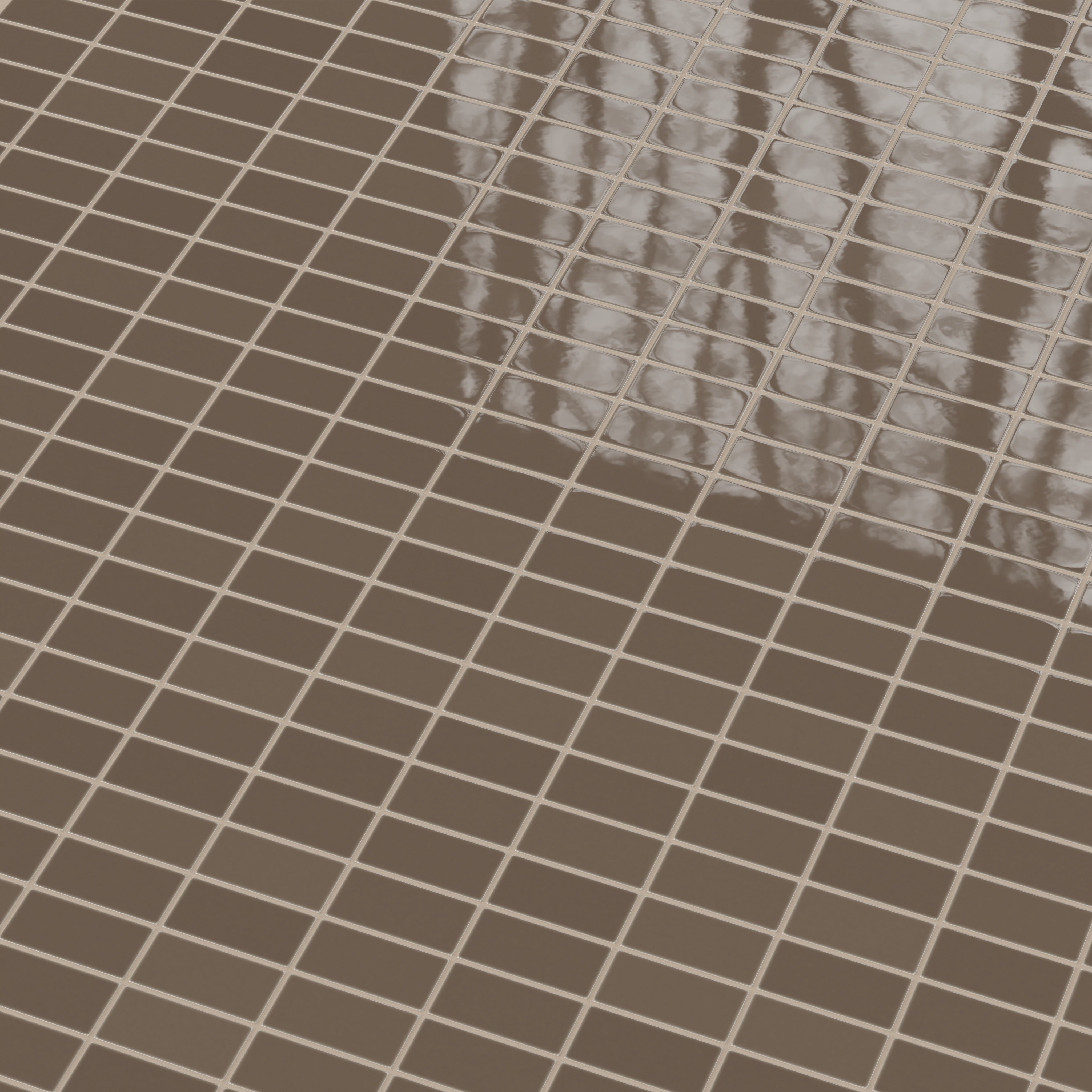 2x4 Straight Set Sheeted Natural Press Ceramic Mosaic Tile in Otter Gloss