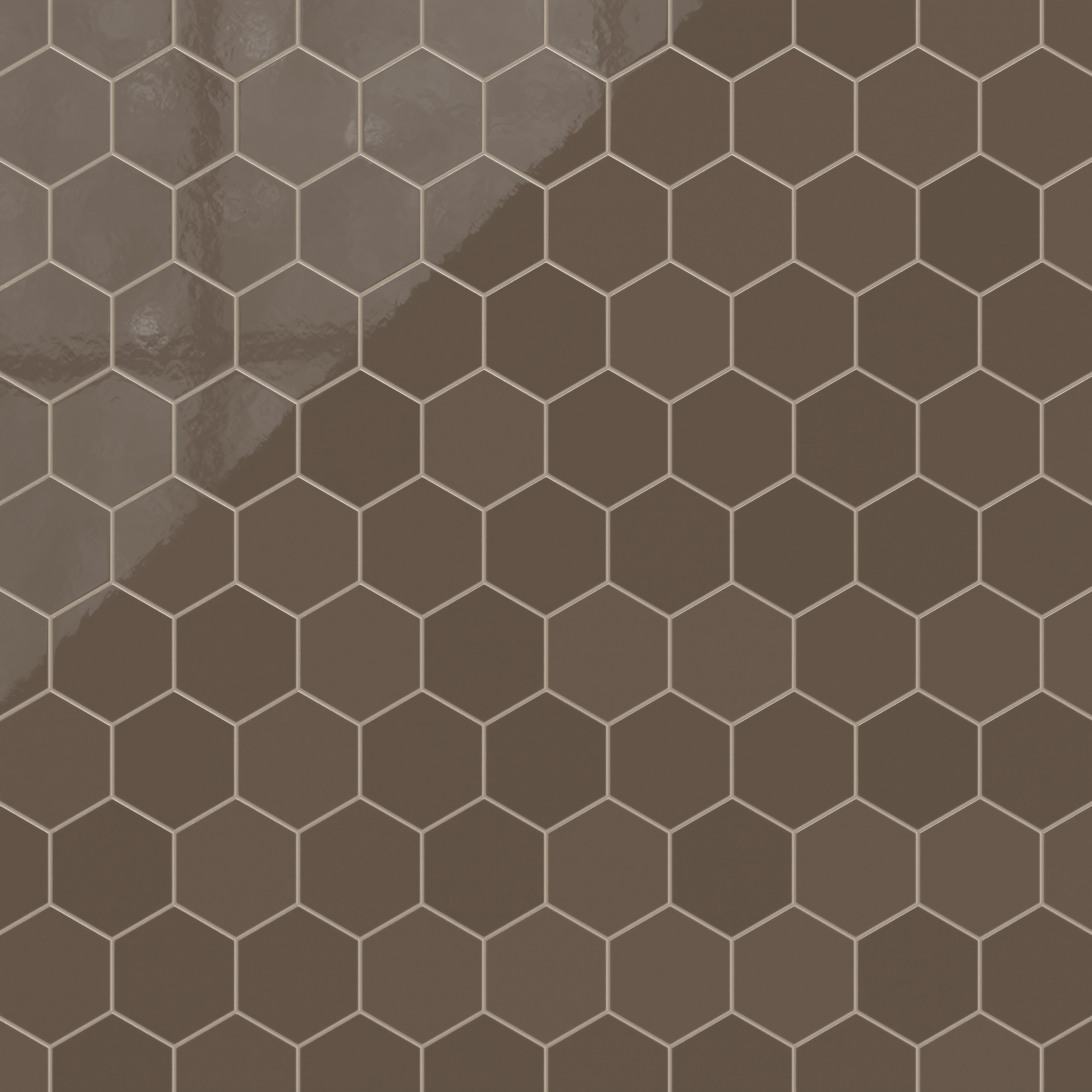 8" Hexagon Natural Press Ceramic Tile in Otter Gloss